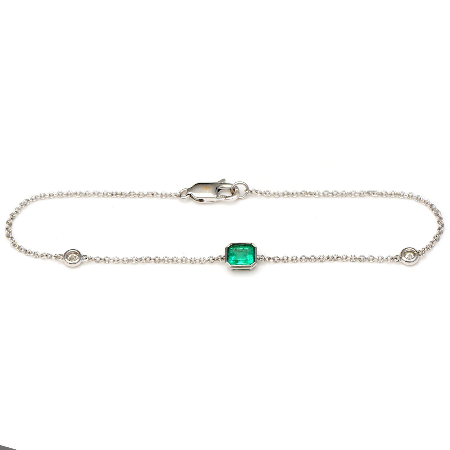 14KW Emerald(0.40) & Diamond(0.14) Station Bracelet-1
