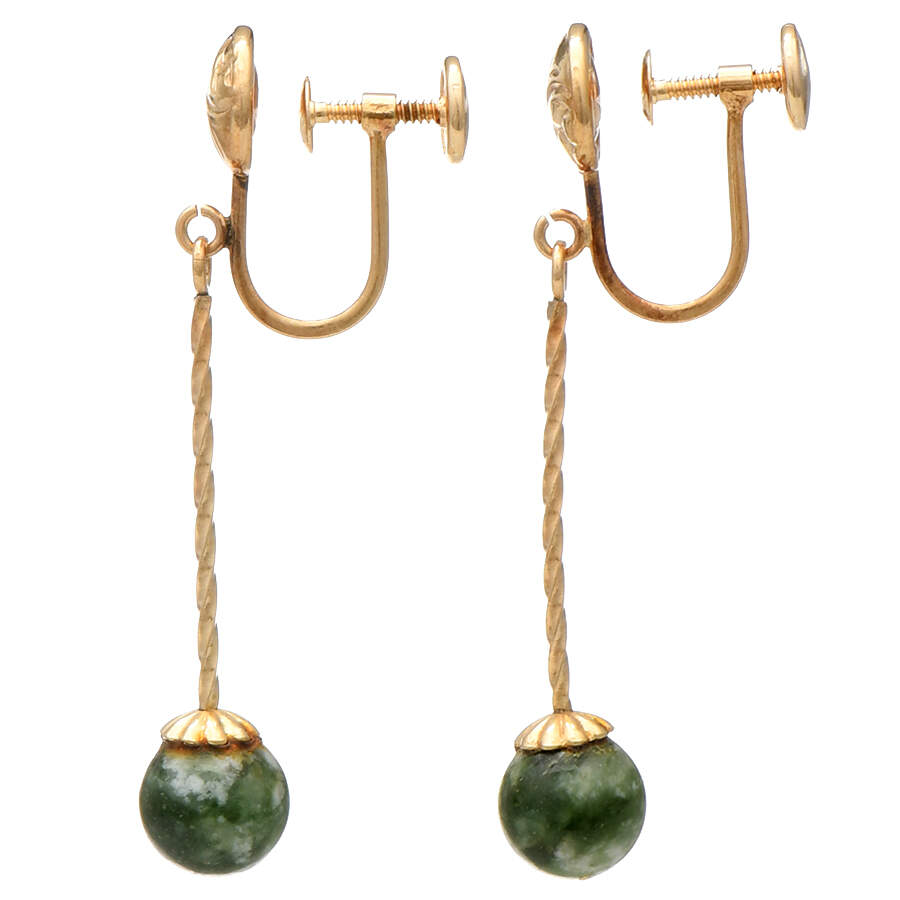 14KY Marble Screw-On Non-Pierced Drop Earrings-2