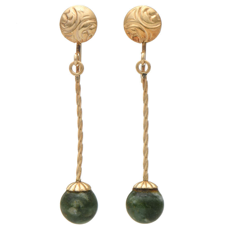14KY Marble Screw-On Non-Pierced Drop Earrings-1