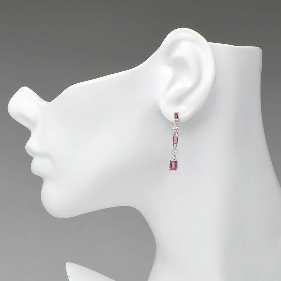 18KW Pink Tourmaline(1.87) & Diamond Drop Earrings-3