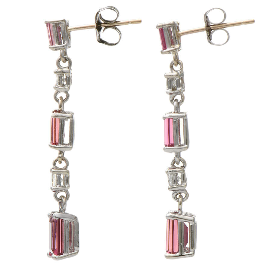 18KW Pink Tourmaline(1.87) & Diamond Drop Earrings-2