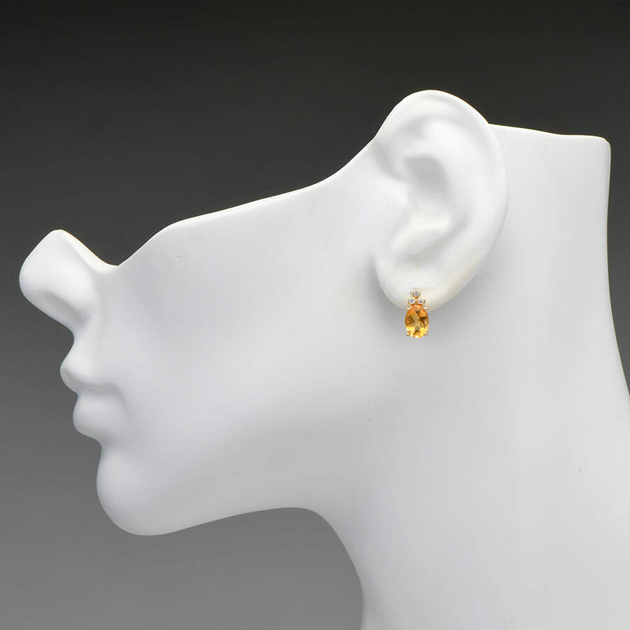 14KY Citrine(2.01) & Diamond(0.06) Stud Earrings-3