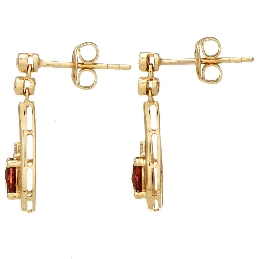 14KY Garnet(0.60) & Diamond(0.10) Drop Earrings-2