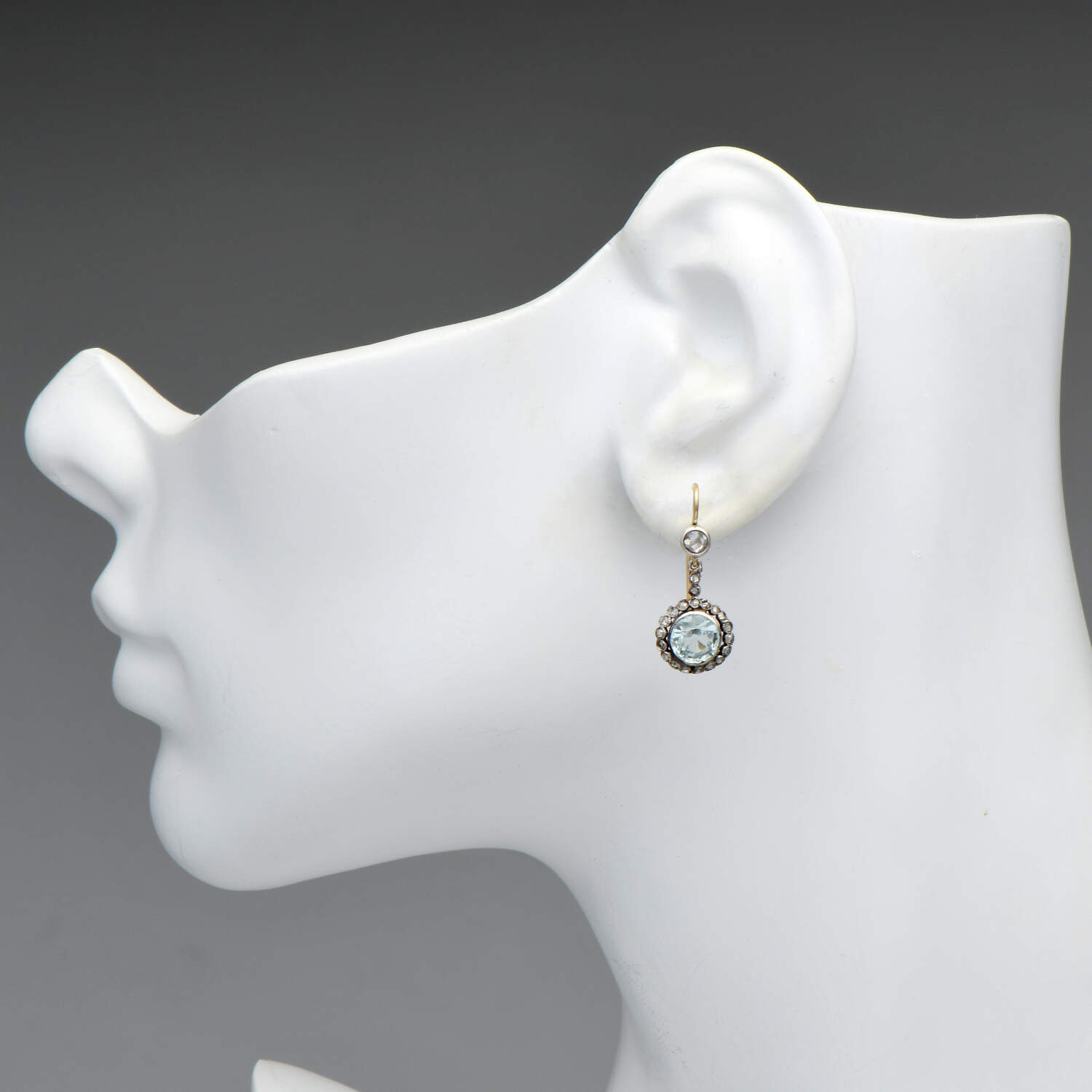14KY Sterling Aquamarine(2.50) & Diamond(0.37) Earrings-3