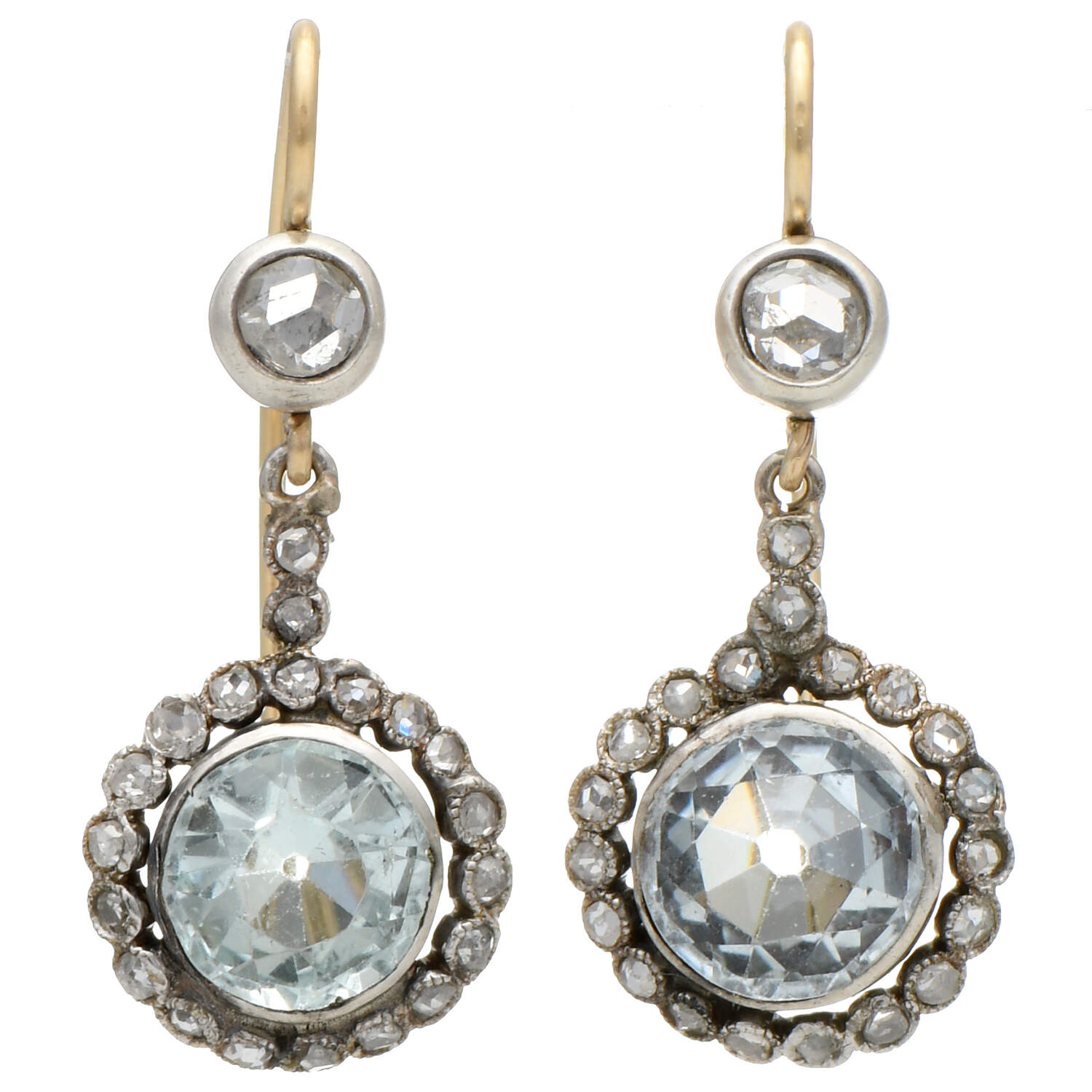 14KY Sterling Aquamarine(2.50) & Diamond(0.37) Earrings-1