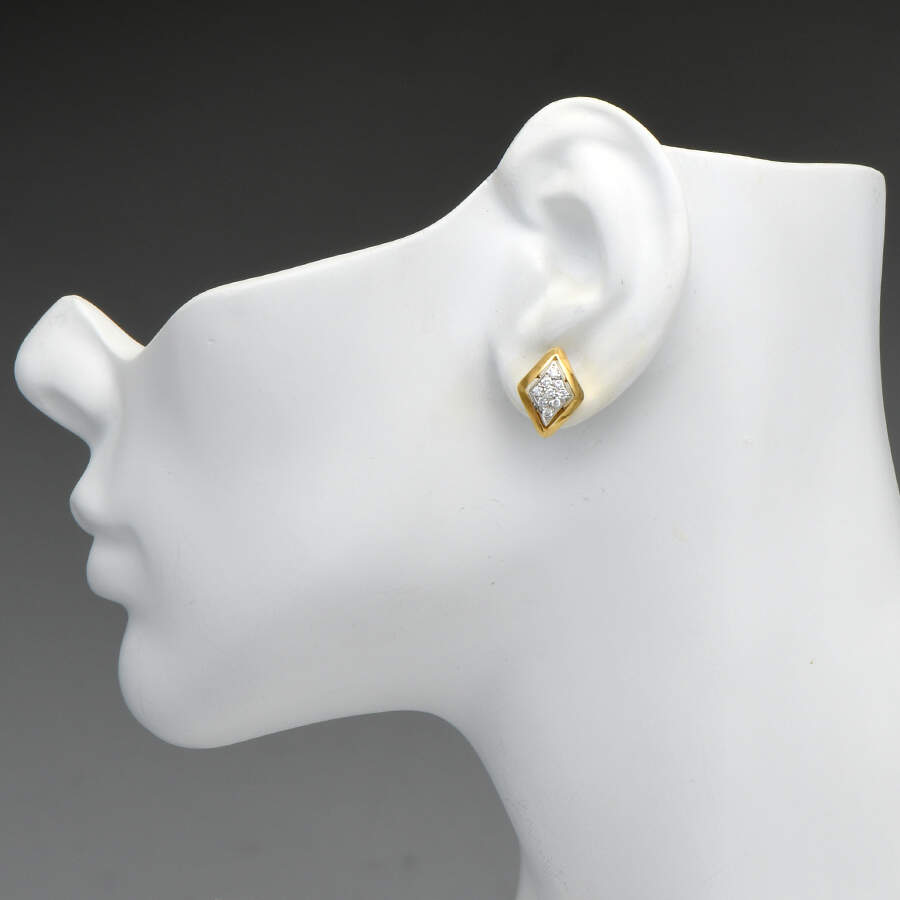 14KYW Pave Diamond (0.40) Geometric Earrings-3