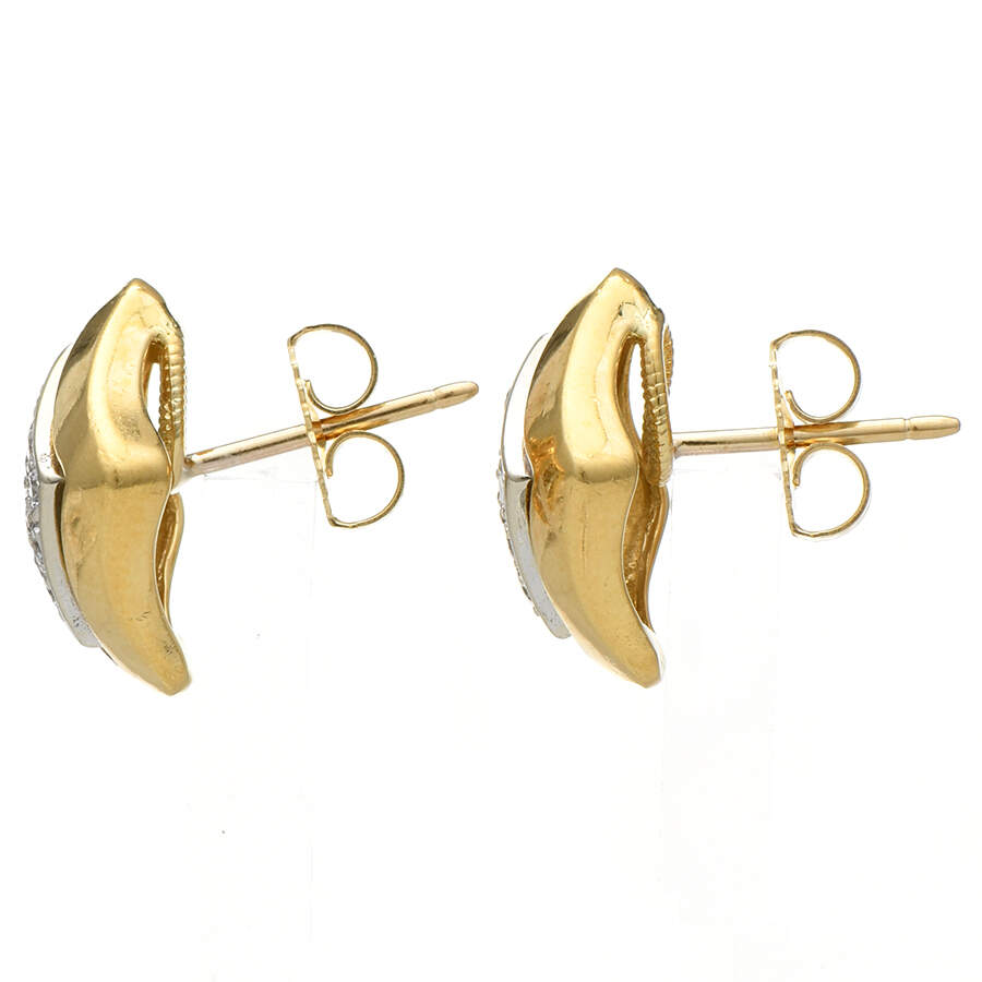 14KYW Pave Diamond (0.40) Geometric Earrings-2