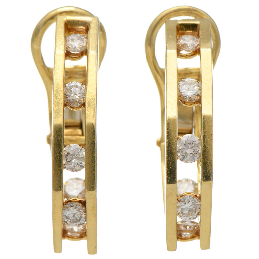 18KY Diamond(1.20) Inside Outside Hoop Earrings-1