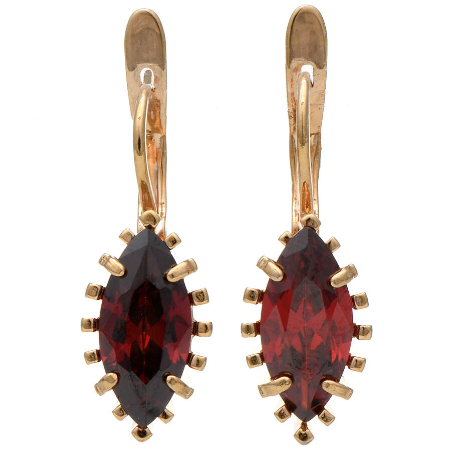 14KY Garnet(6.08) Marquise Leverback Earrings-1
