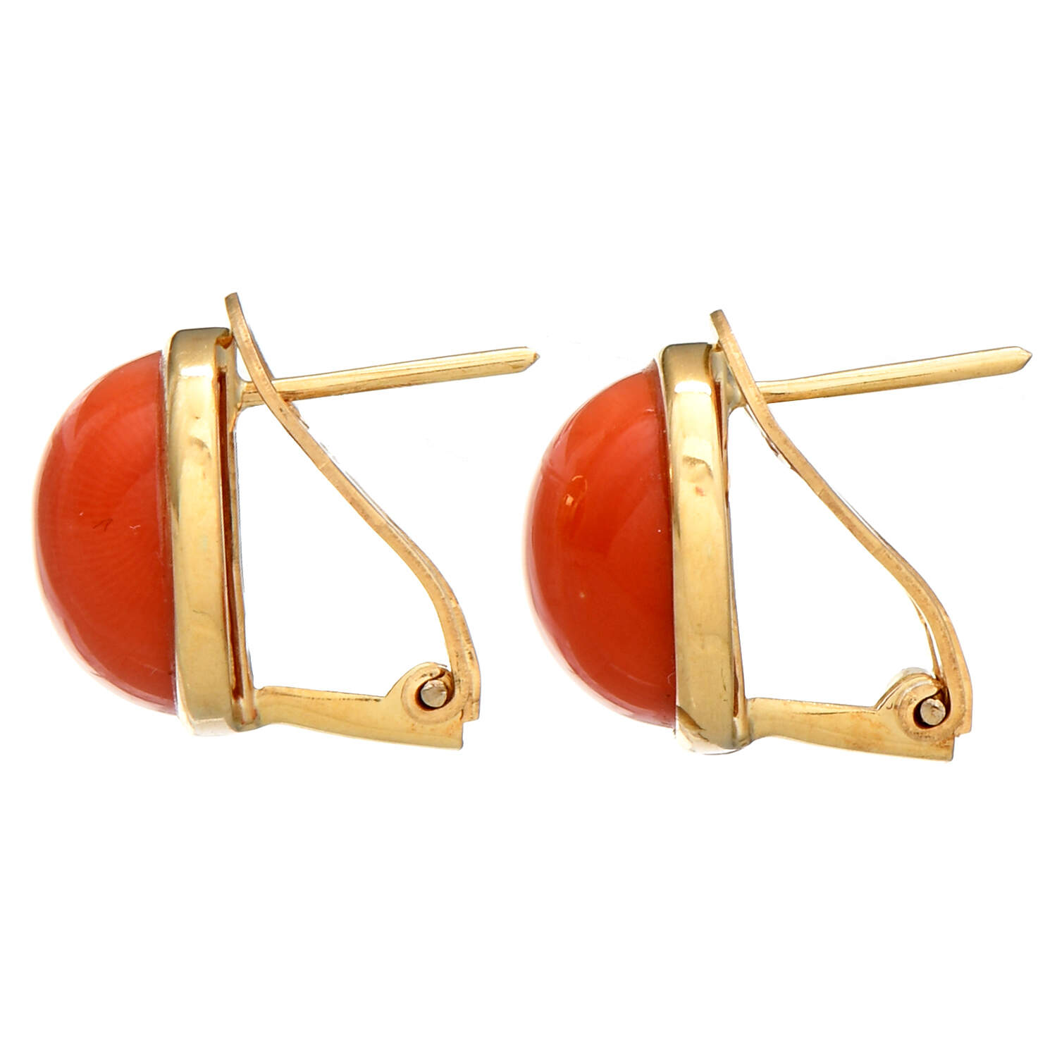 18KY Vintage Classic Coral Button Earrings-2