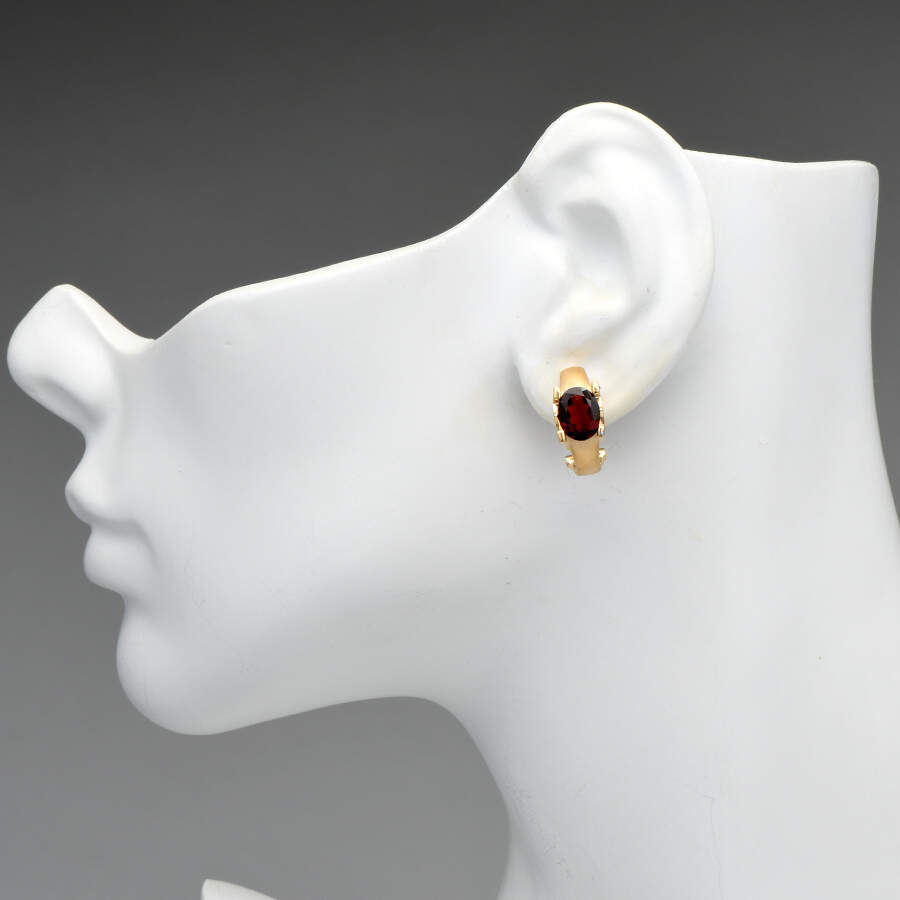 14KY Garnet(3.30) & Diamond(0.10) Accent Earrings-3
