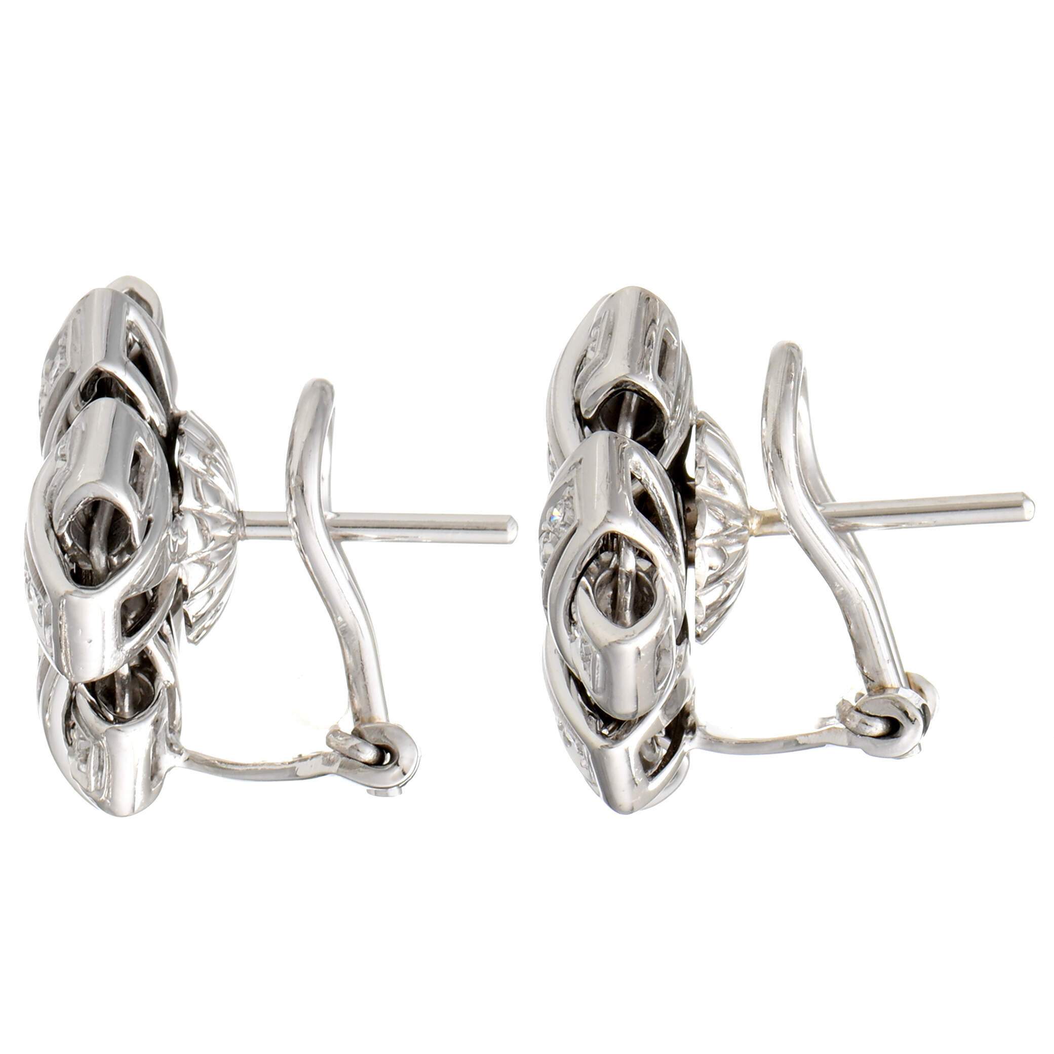 18KW Diamond(0.80) Woven Button Earrings-2