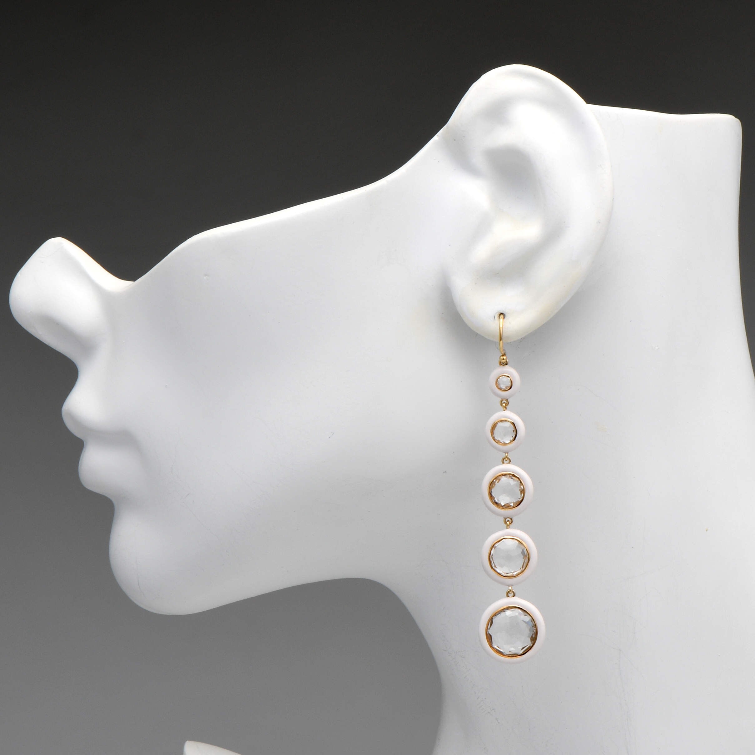 18KY Ippolita "Rock Candy" Rock Crystal Ceramic Drop Earrings-3