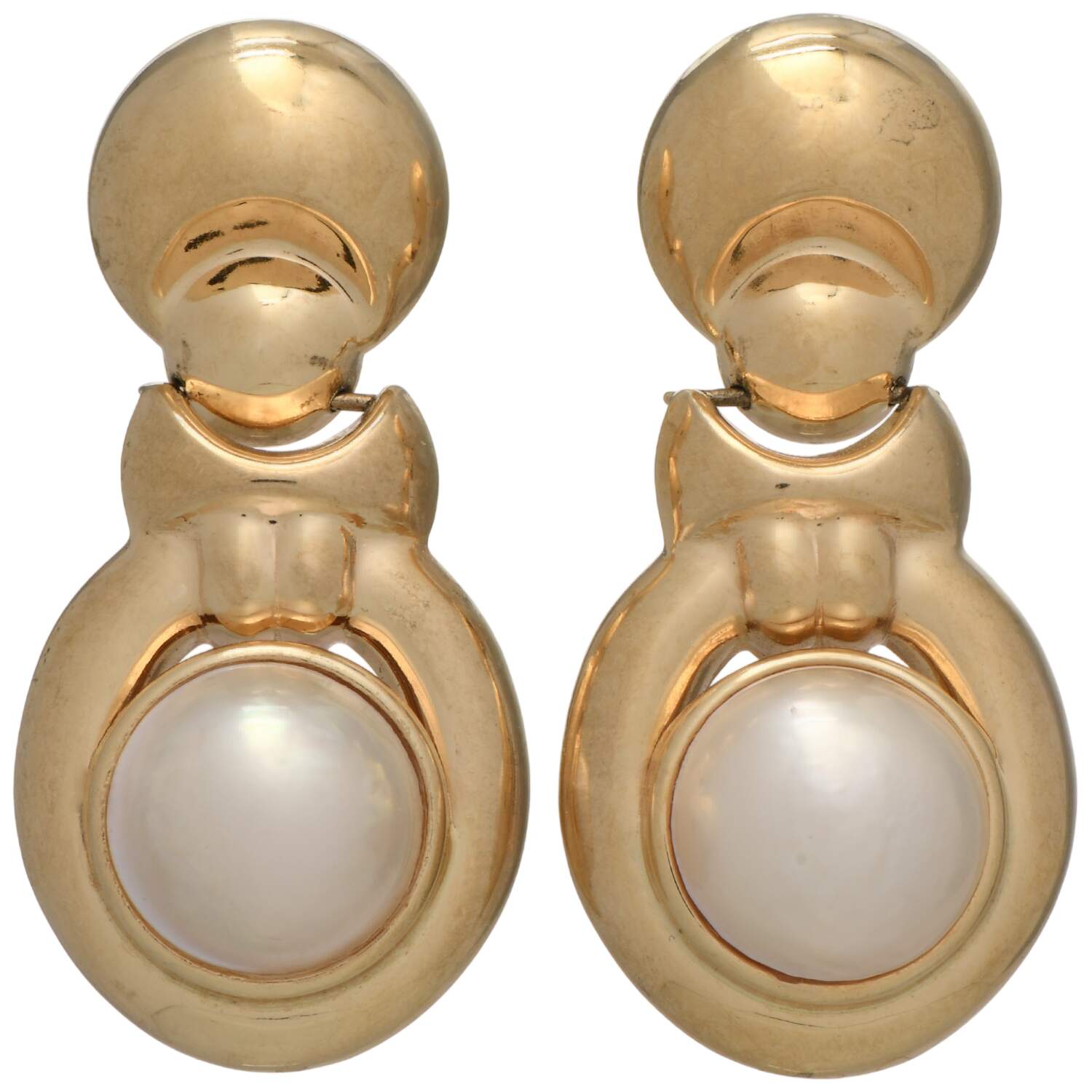 14KY Mabe Pearl Door Knocker Earrings-1