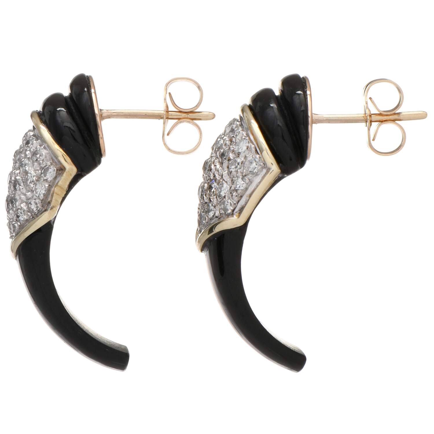 14KY Vintage Onyx & Diamond (0.30) Earrings-2