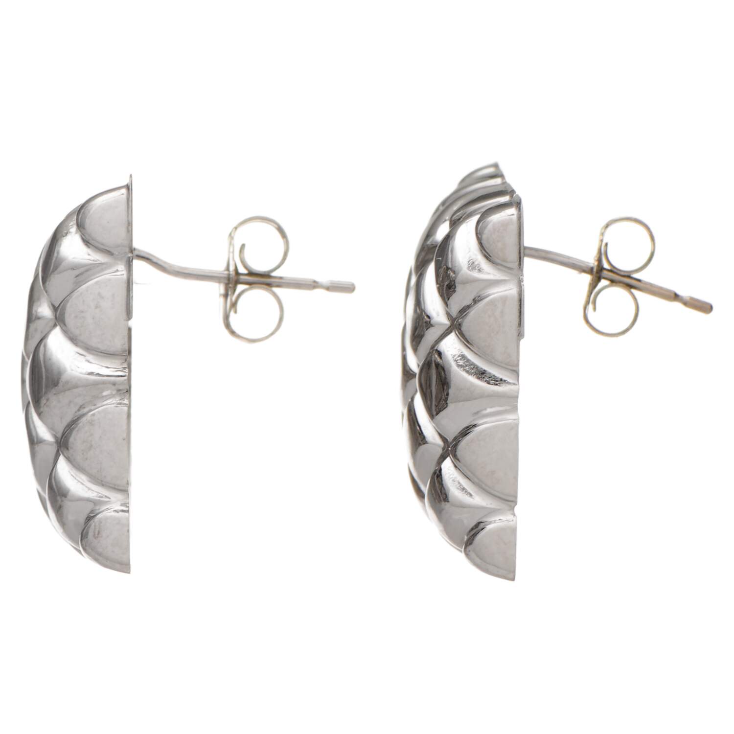 14KW Square Quilted Button Earrings-2