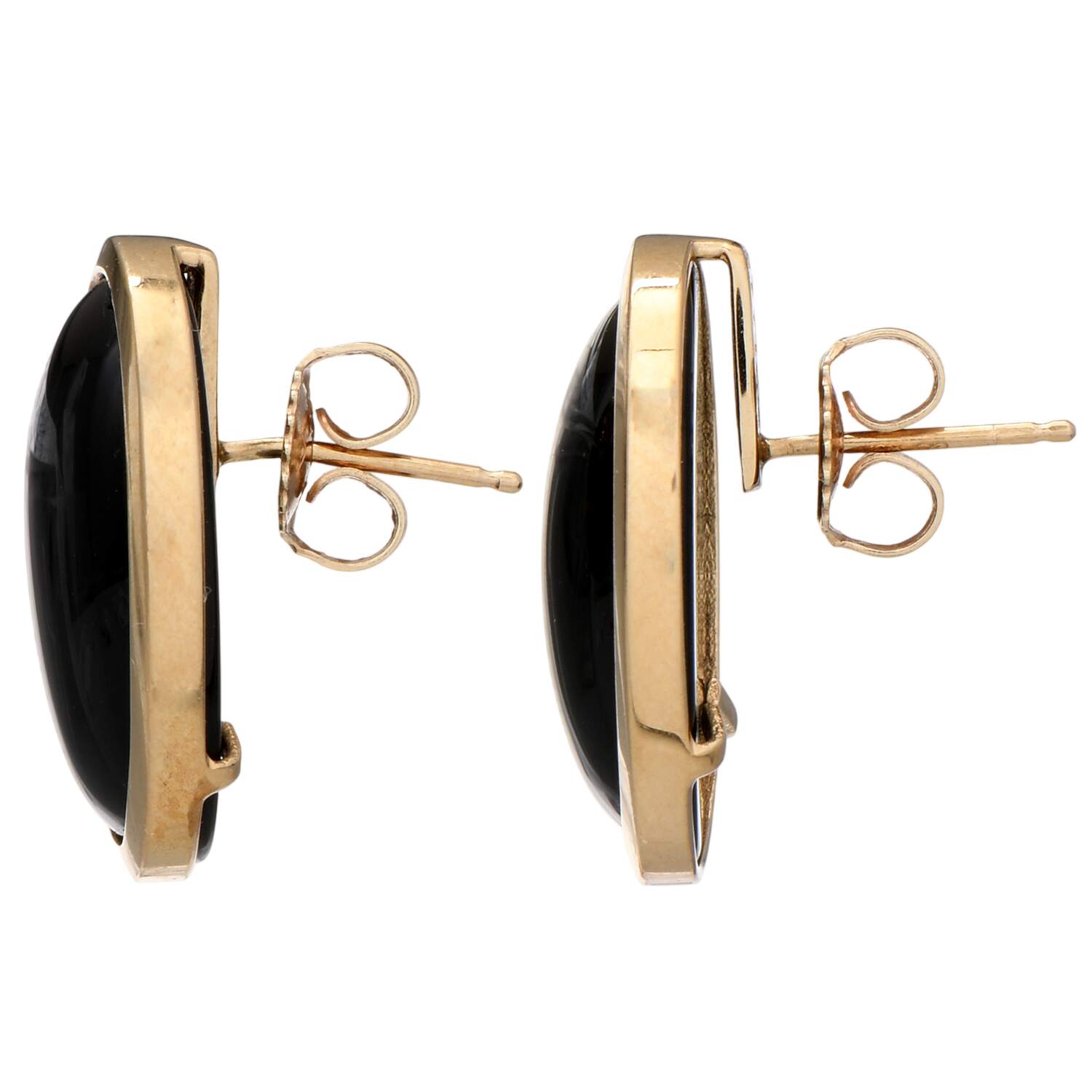 14KY Onyx (10.70) Cabochon Button Earrings-2