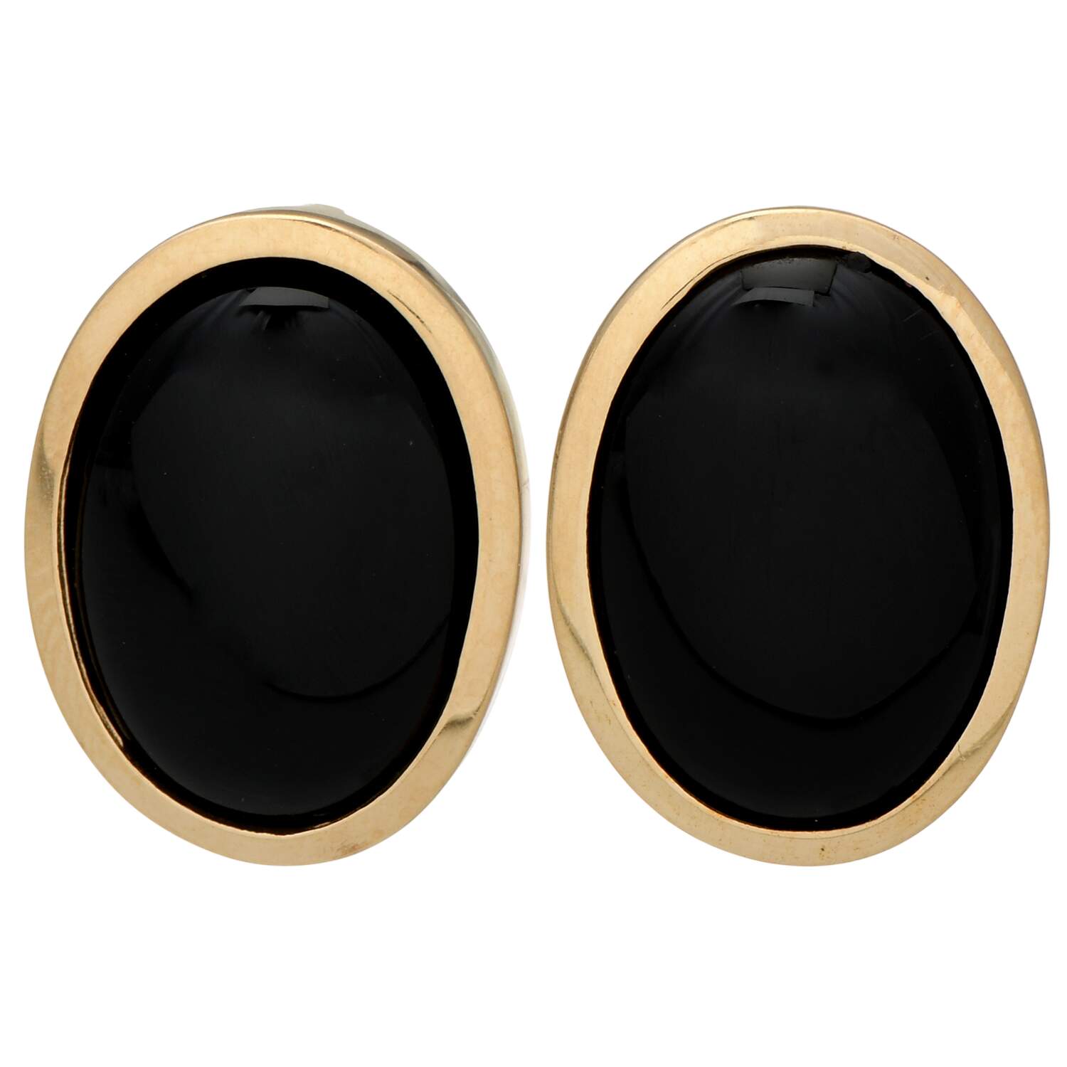 14KY Onyx (10.70) Cabochon Button Earrings-1