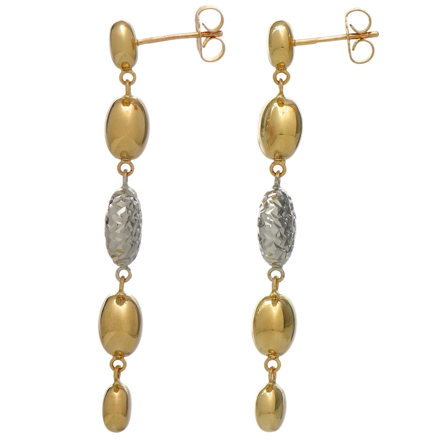 14KYW Two-Tone Ball Droplet Earrings-2