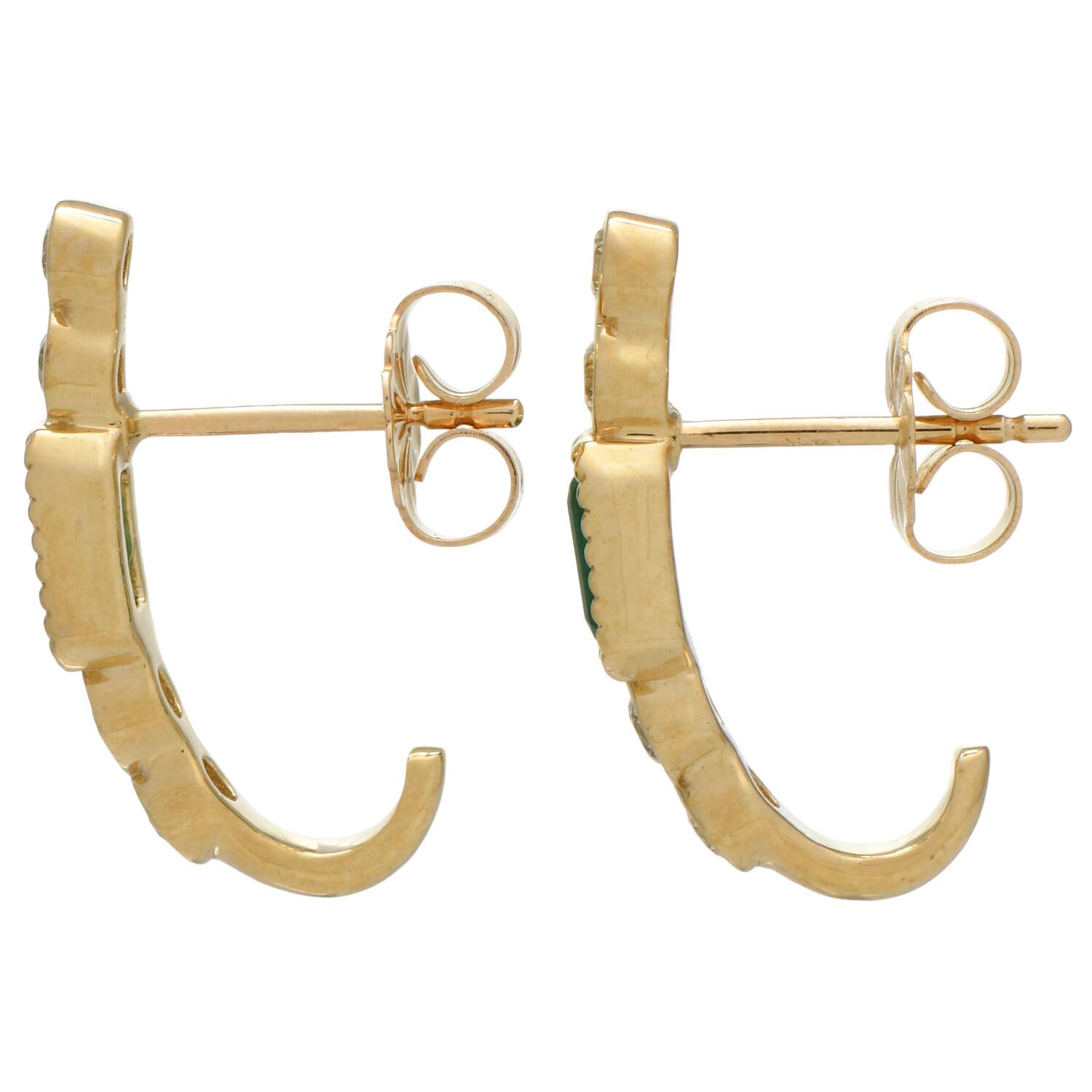 14KY Emerald(0.50) & Diamond(0.24) Half Hoop Earrings-2