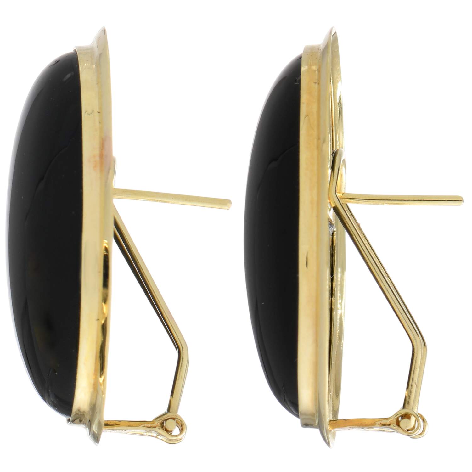 14KY Retro Modern Onyx (35.0) Cabochon Statement Earrings-2