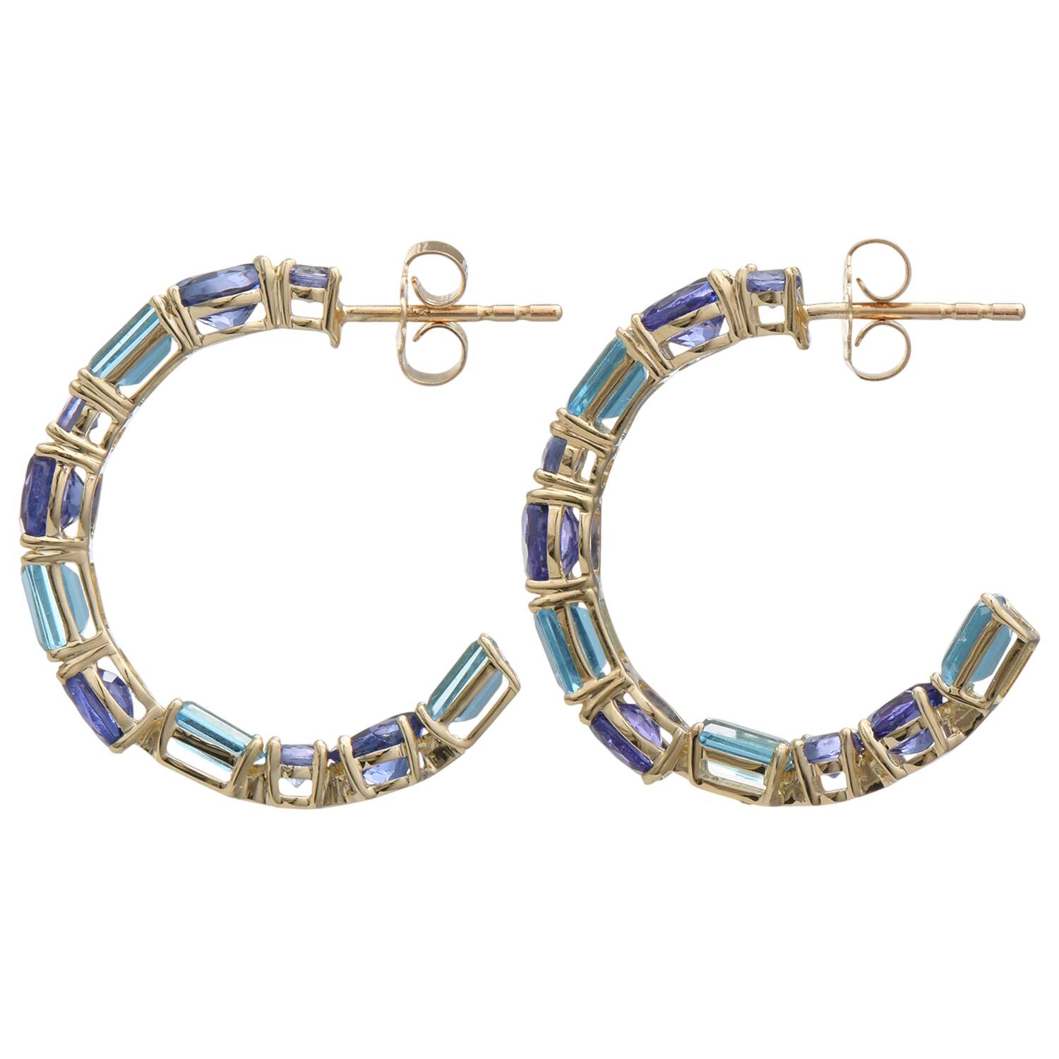 14KY Tanzanite(3.66) & Topaz(2.40) Hoop Earrings-2