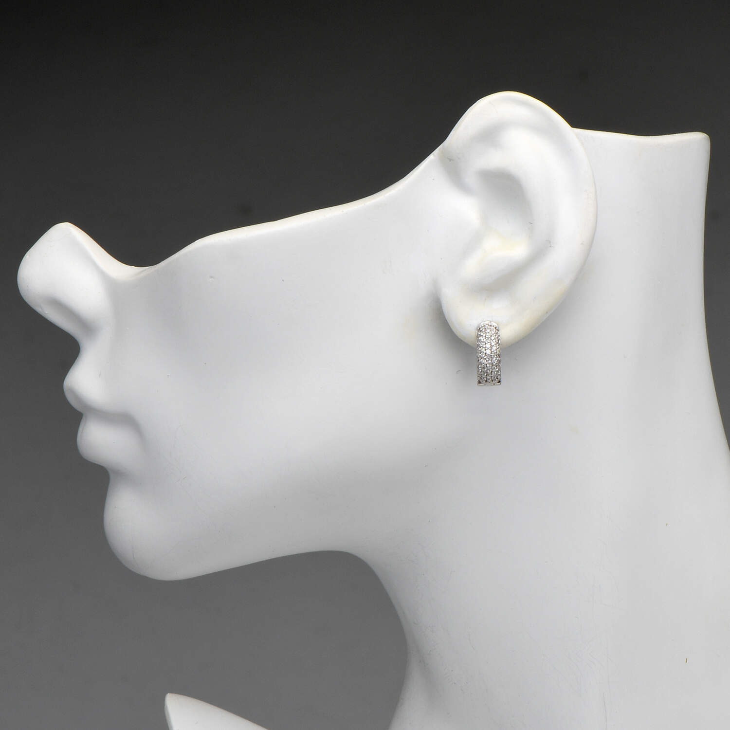 14KW Pave Diamond (0.52) Huggie Hoop Earrings-3