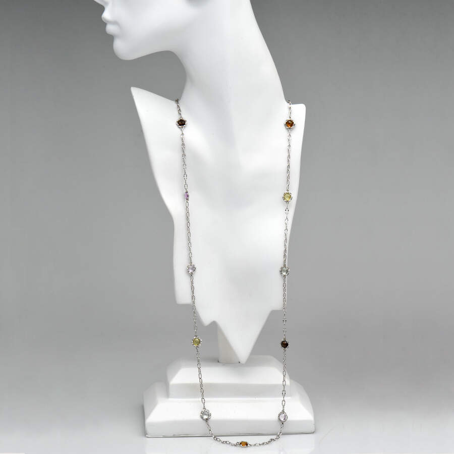 Tacori Sterling Citrine & Quartz Station Necklace-3