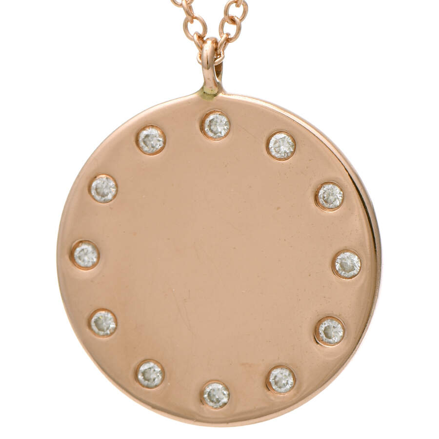 14KR Diamond(0.12) Accent Circle Disc Necklace-1