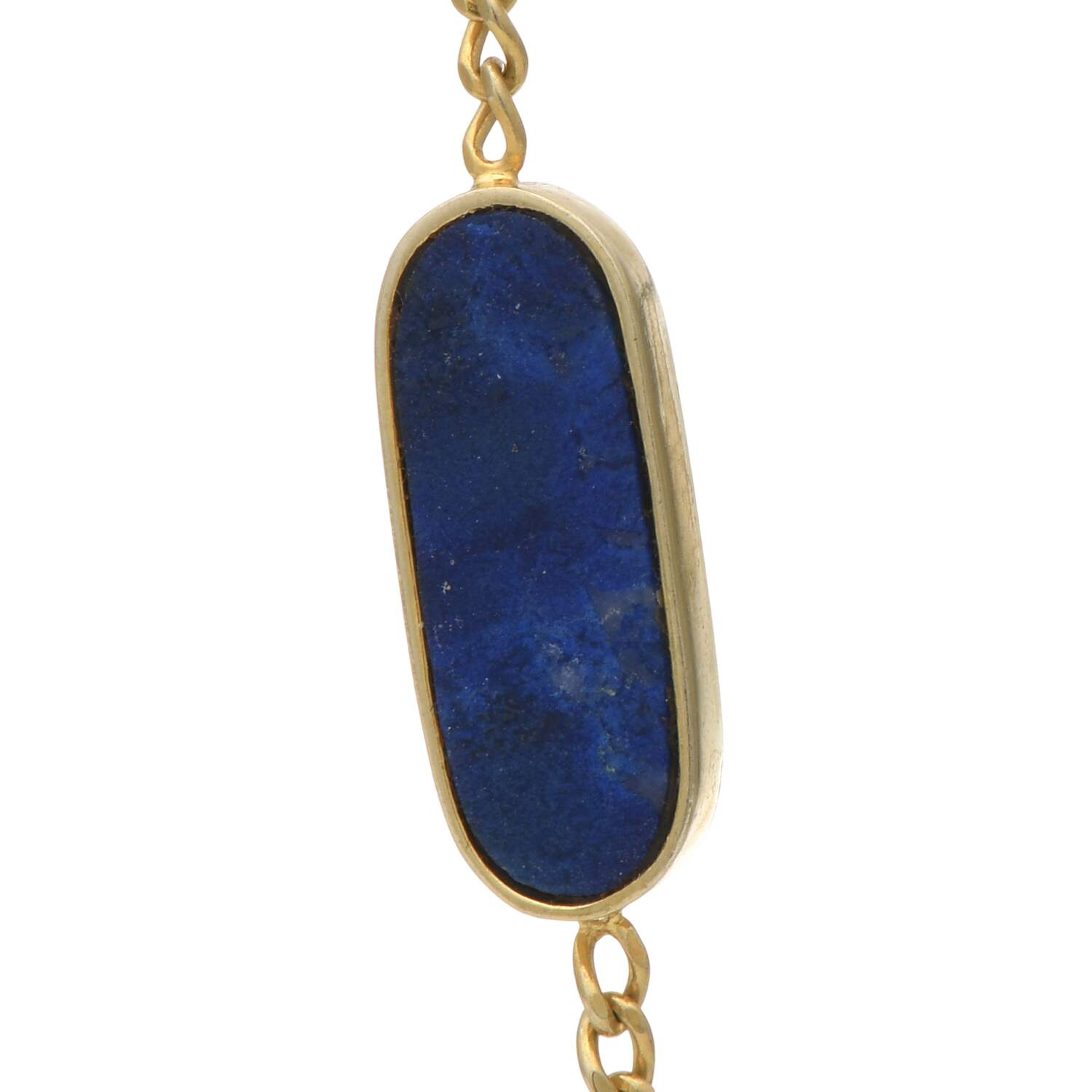 14KY Italian Lapis Lazuli (24.74) Station Necklace-4