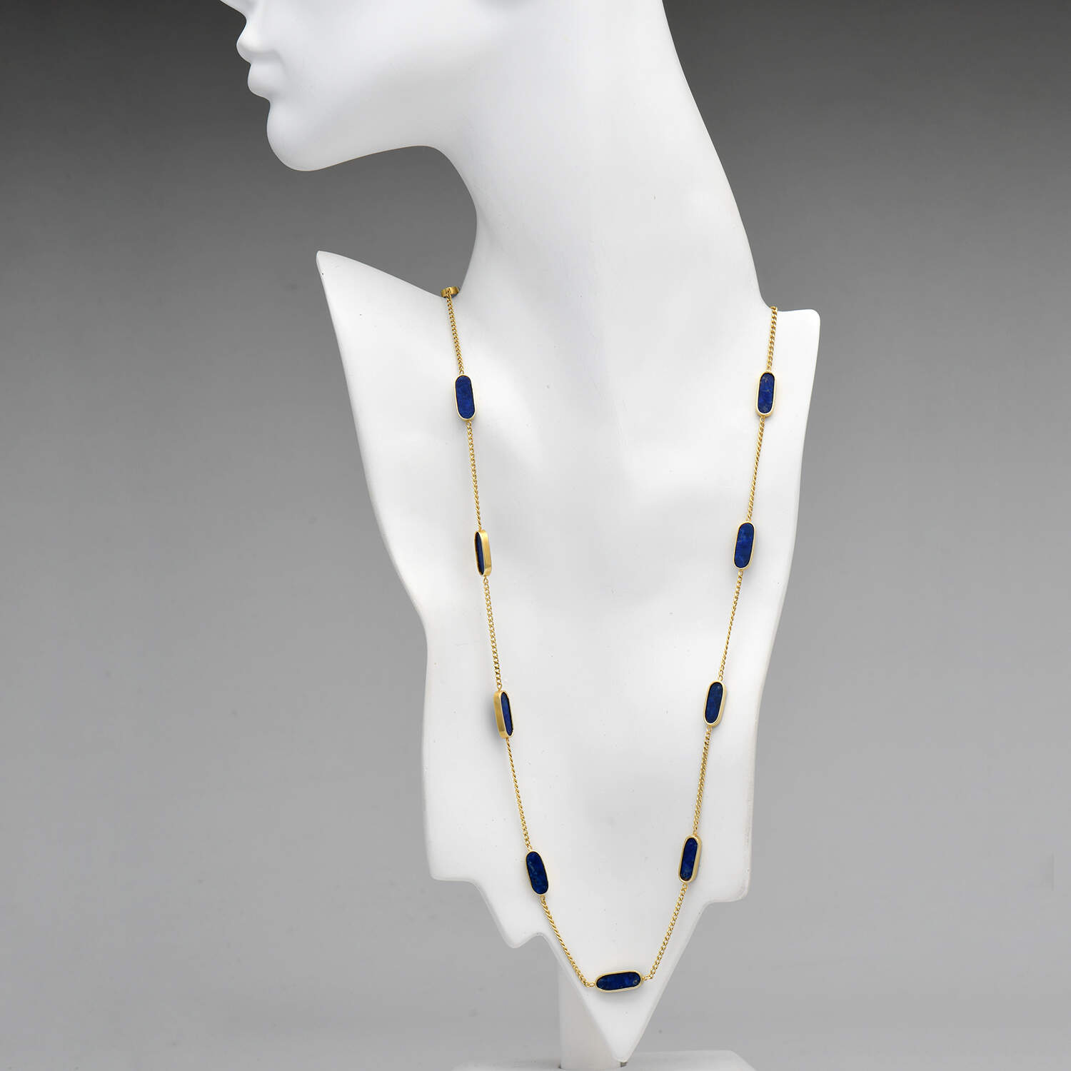 14KY Italian Lapis Lazuli (24.74) Station Necklace-3