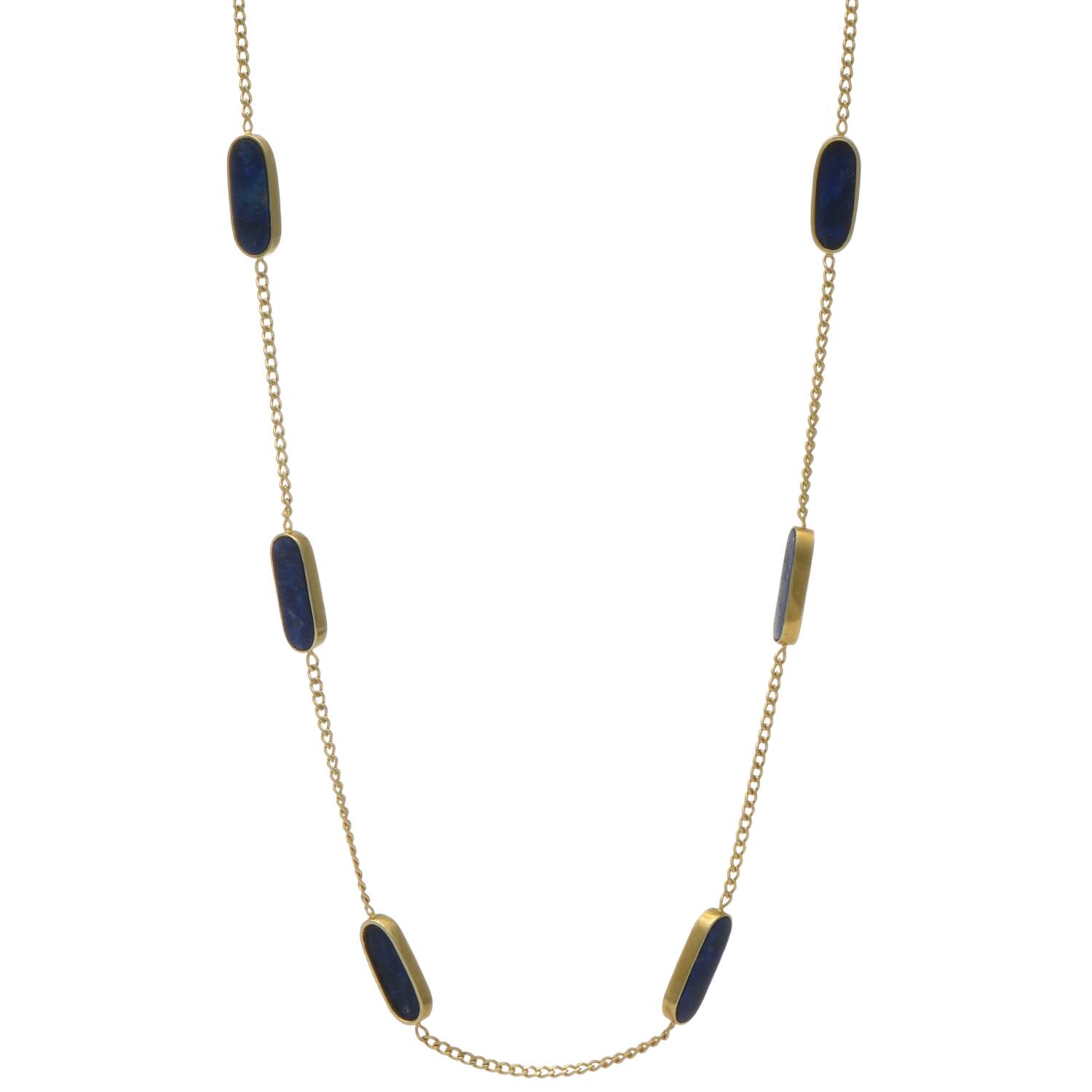 14KY Italian Lapis Lazuli (24.74) Station Necklace-1