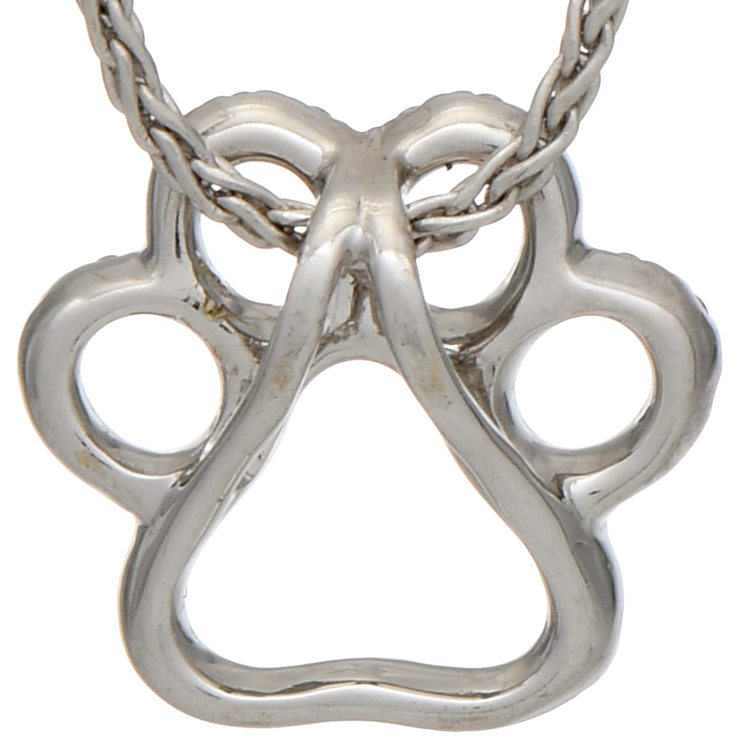18/14KW Small Diamond(0.08) Paw Print Necklace-2