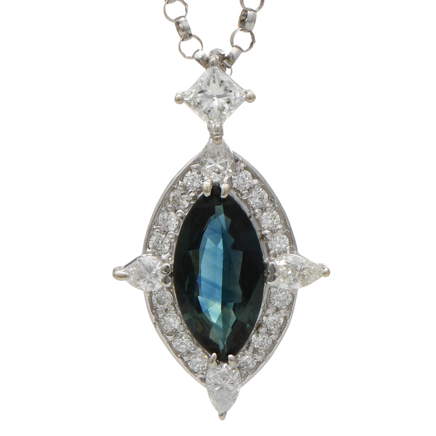14KW Sapphire(1.64) & Diamond(0.81) Necklace-1