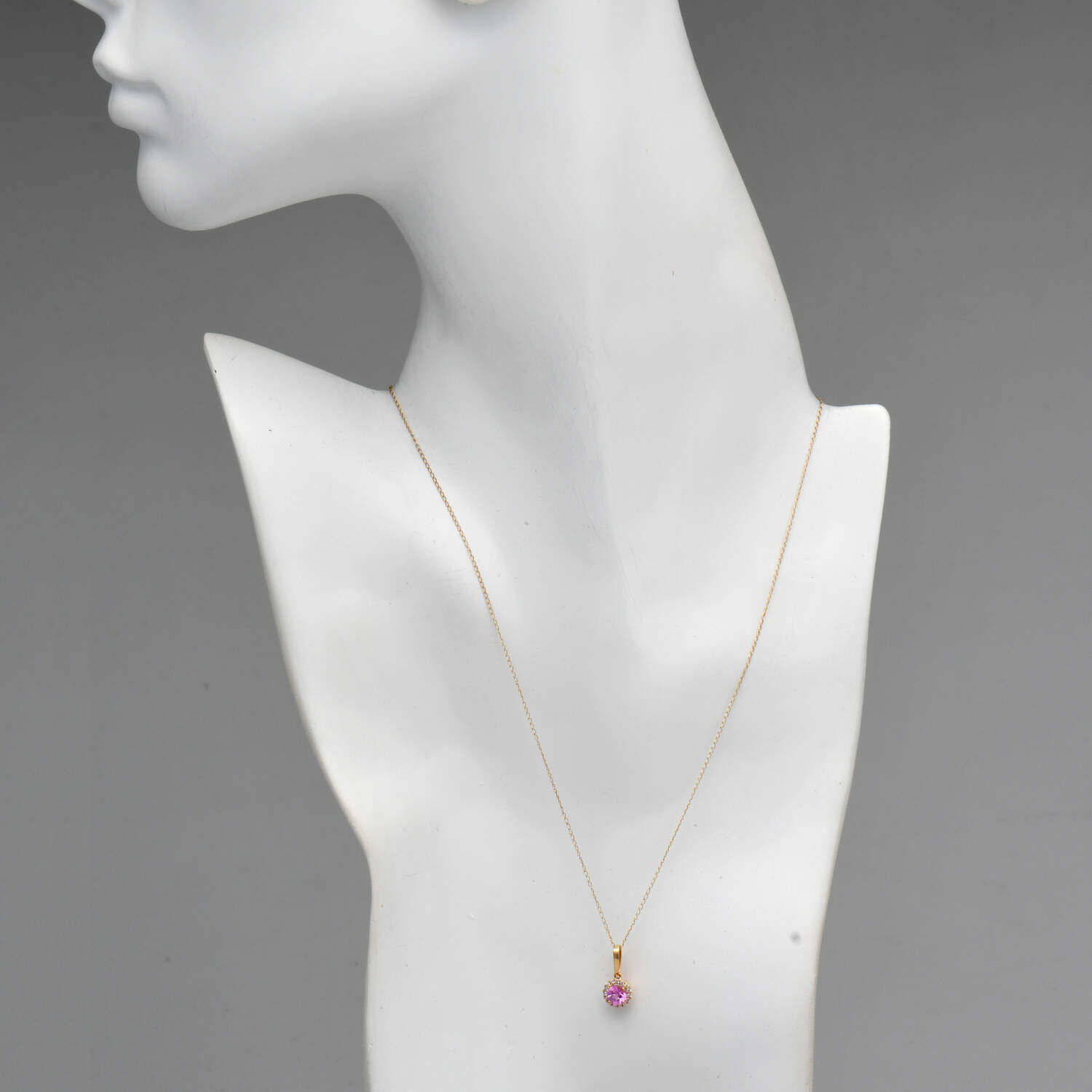14KY Pink Sapphire (0.65) & Diamond (0.07) Necklace-8