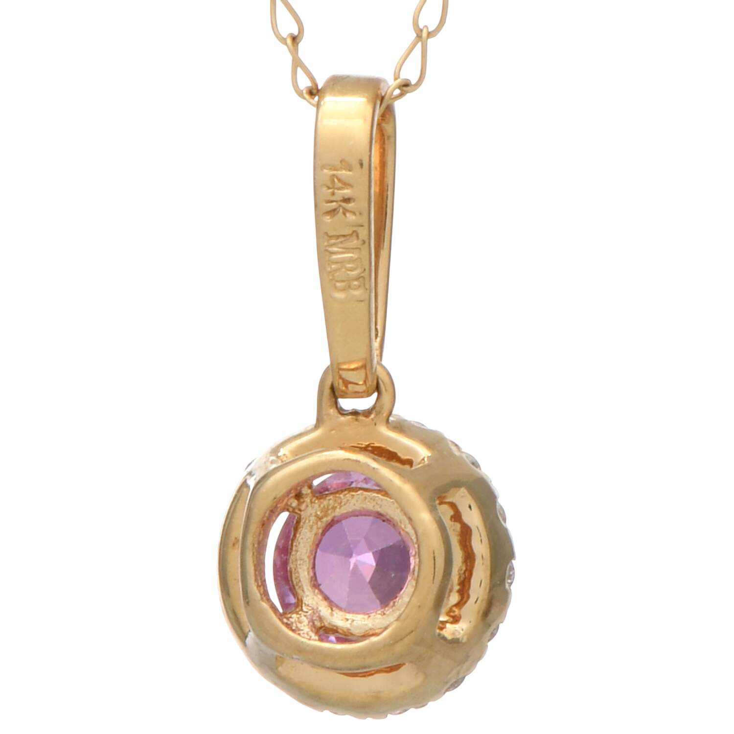 14KY Pink Sapphire (0.65) & Diamond (0.07) Necklace-6