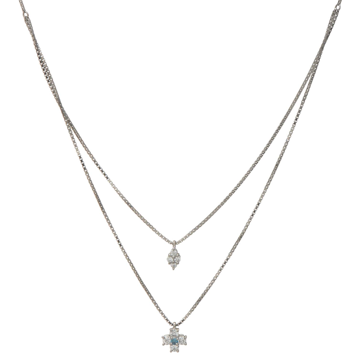 Platinum Double Diamond(0.42) Tier Necklace-1