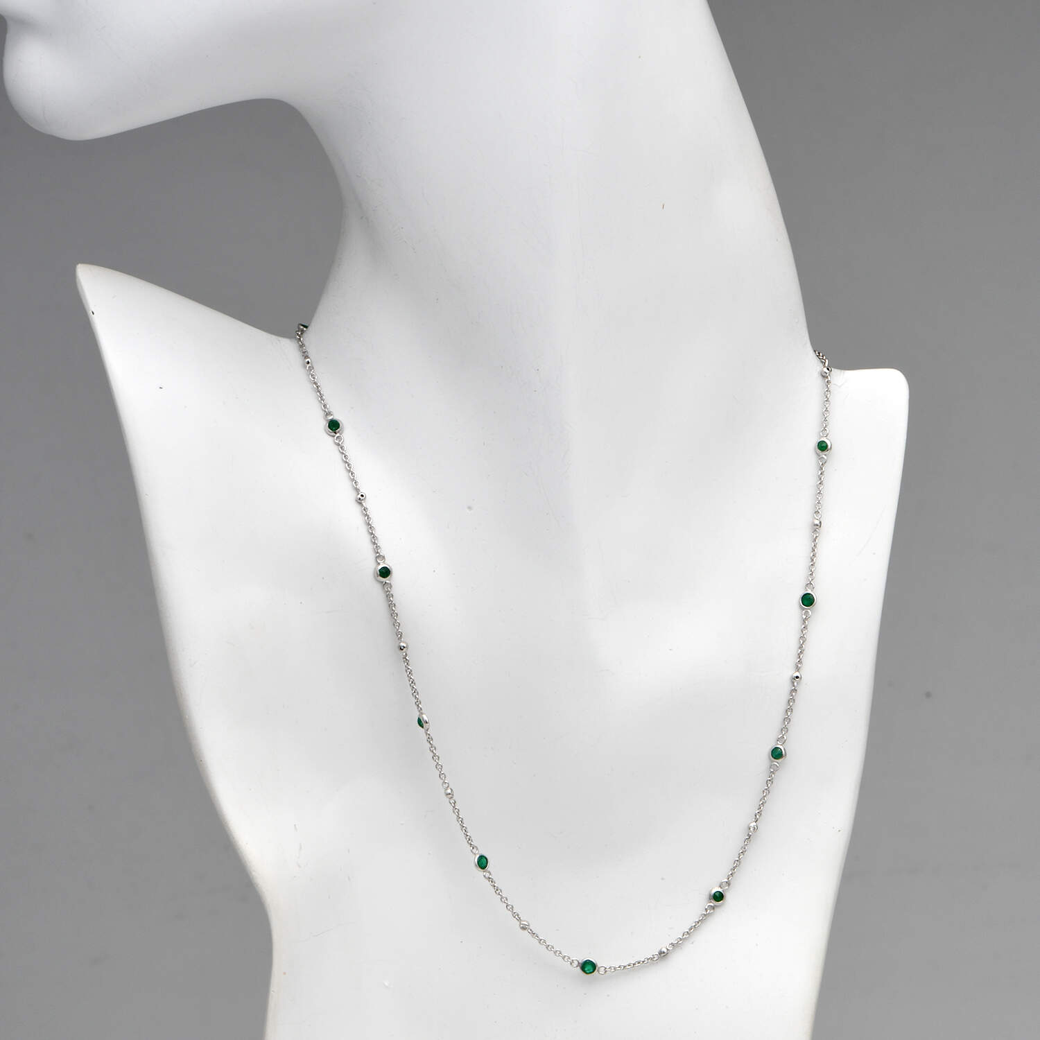 14KW Effy Emerald(1.10) & Diamond(0.18) By the Yard Necklace-4