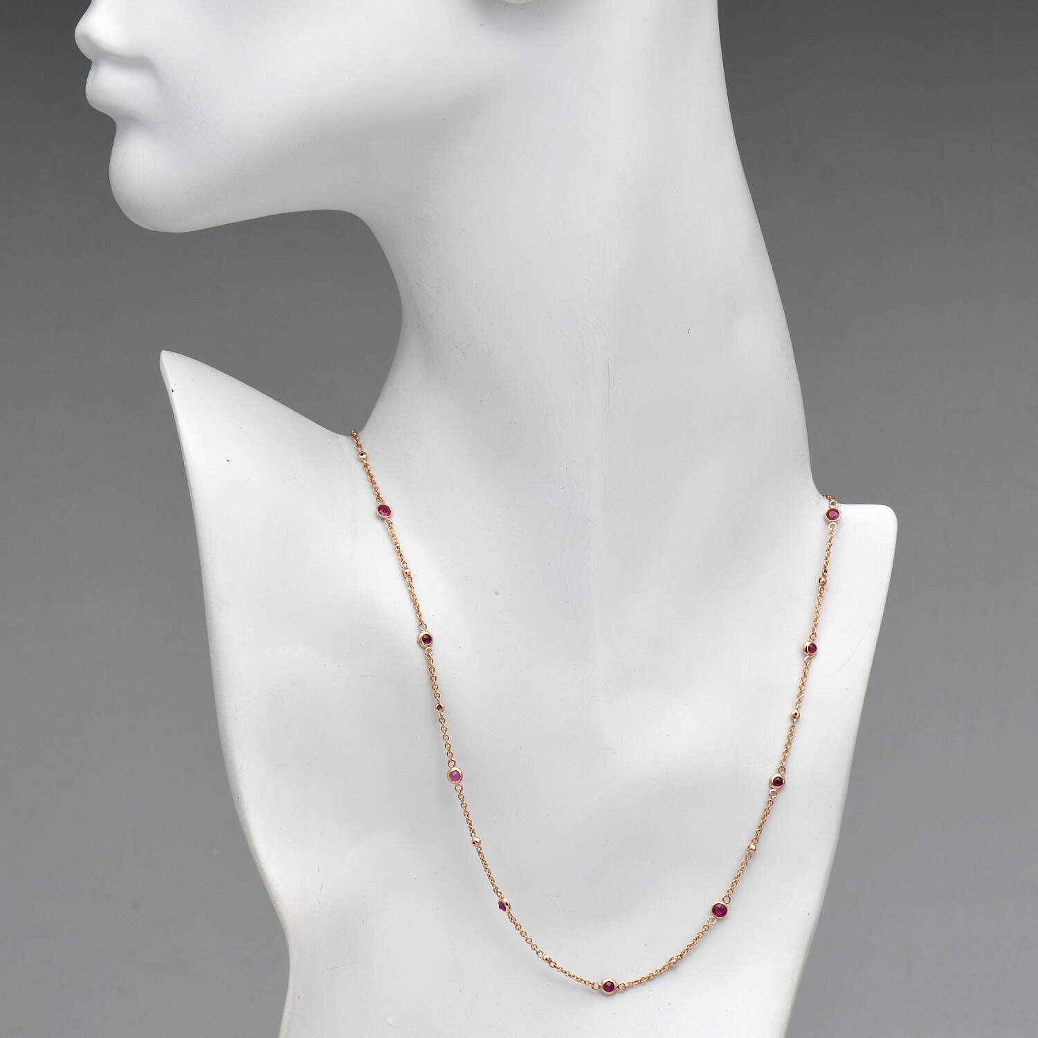 14KR Effy Amore Ruby(1.46) & Diamond(0.12) Adjustable Station Necklace-4