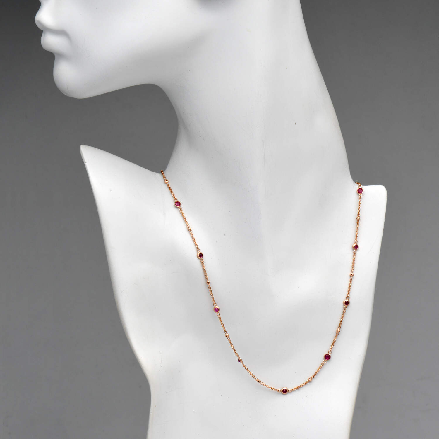 14KR Effy Amore Ruby(1.46) & Diamond(0.12) Adjustable Station Necklace-3
