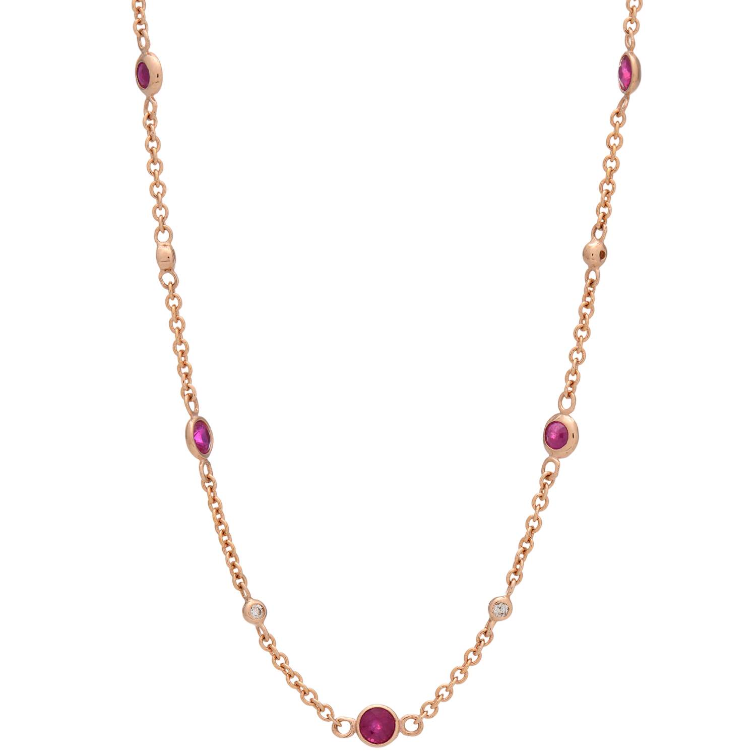 14KR Effy Amore Ruby(1.46) & Diamond(0.12) Adjustable Station Necklace-1