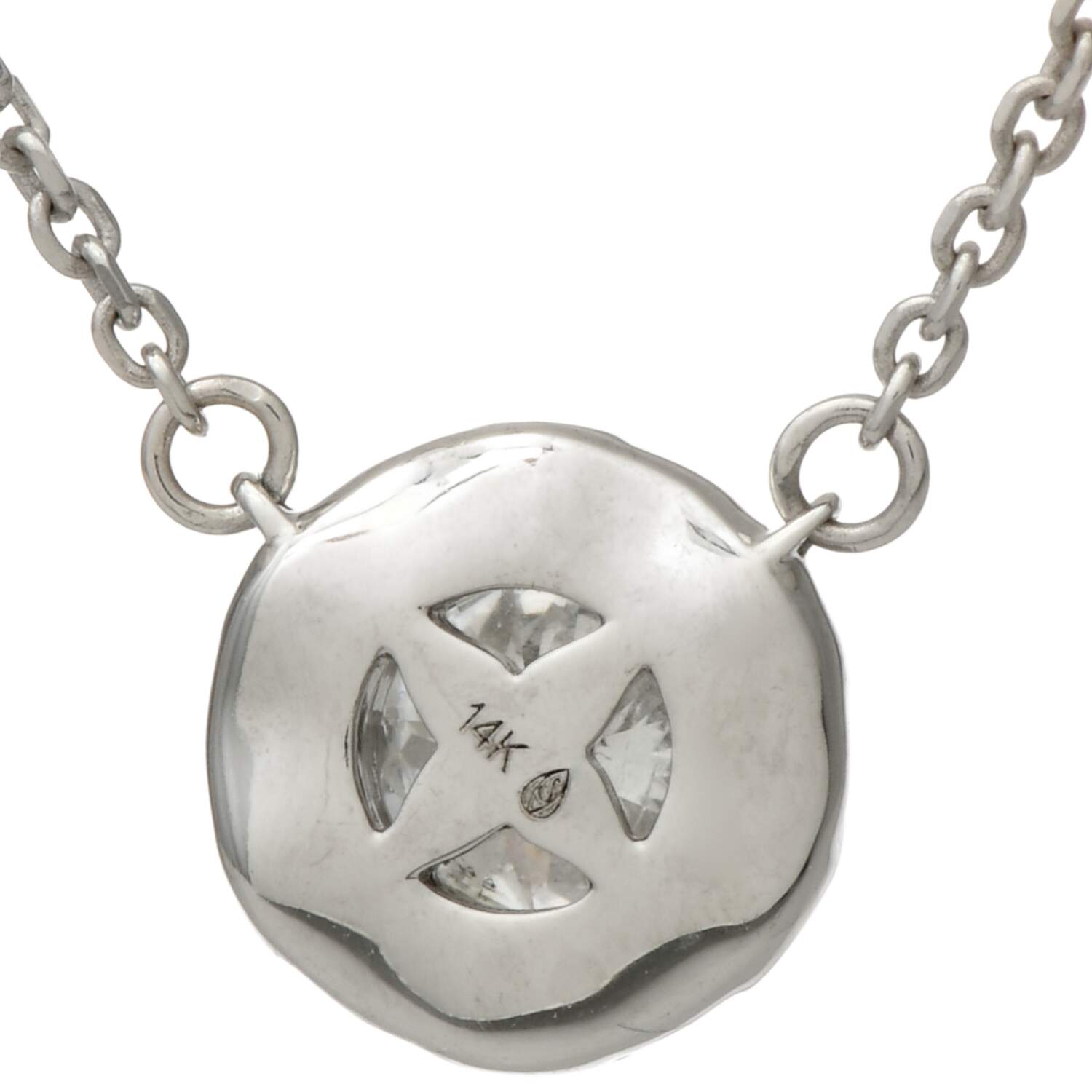 14KW Diamond(0.56) Cluster & Bezel Set (0.09) Station Necklace-2