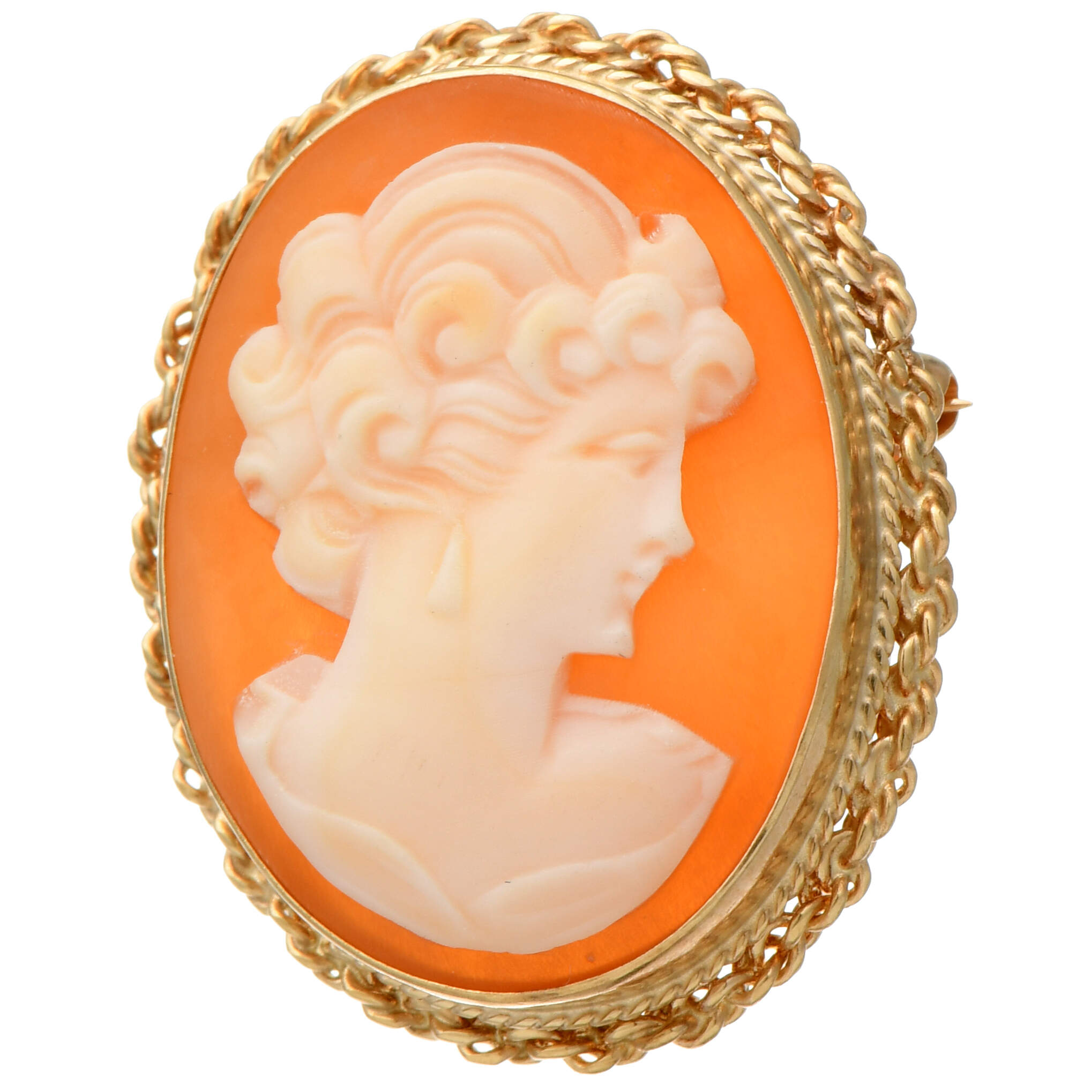 14KY Shell Cameo Pin-1