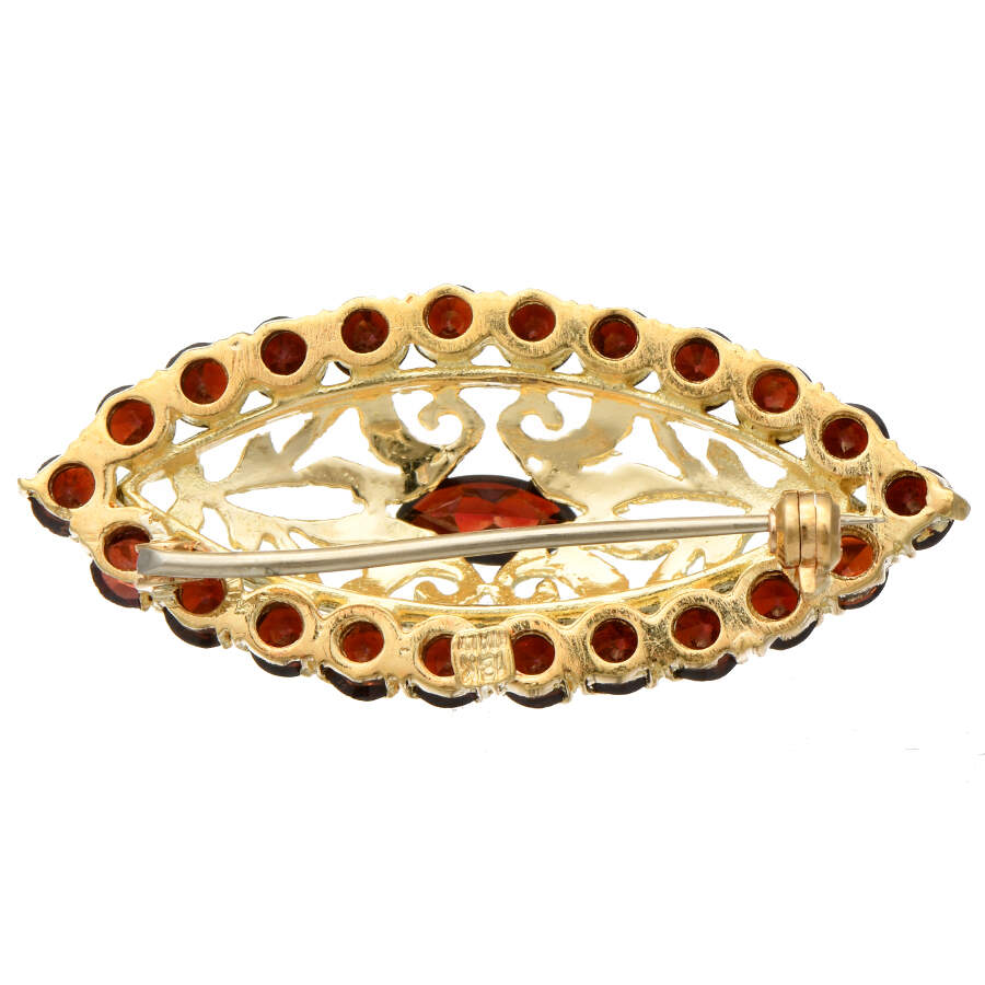 18KY Vintage Garnet(5.25) Filigree Pin-2