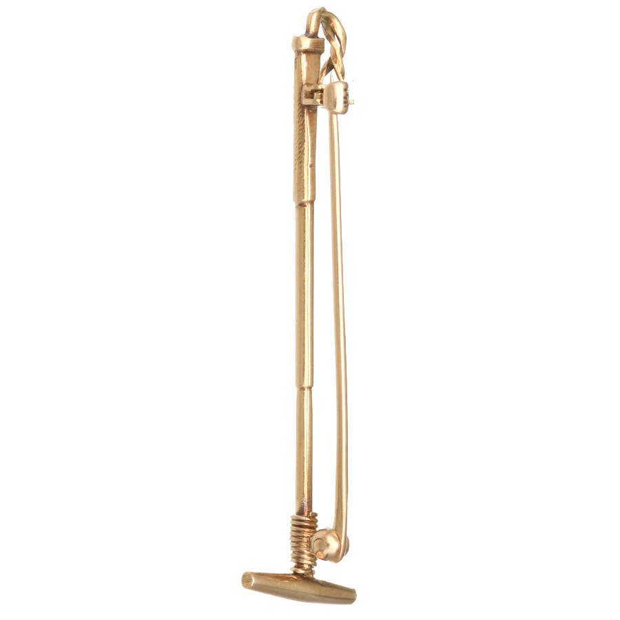 14KY Art Deco Polo Mallet Stick Pin-2