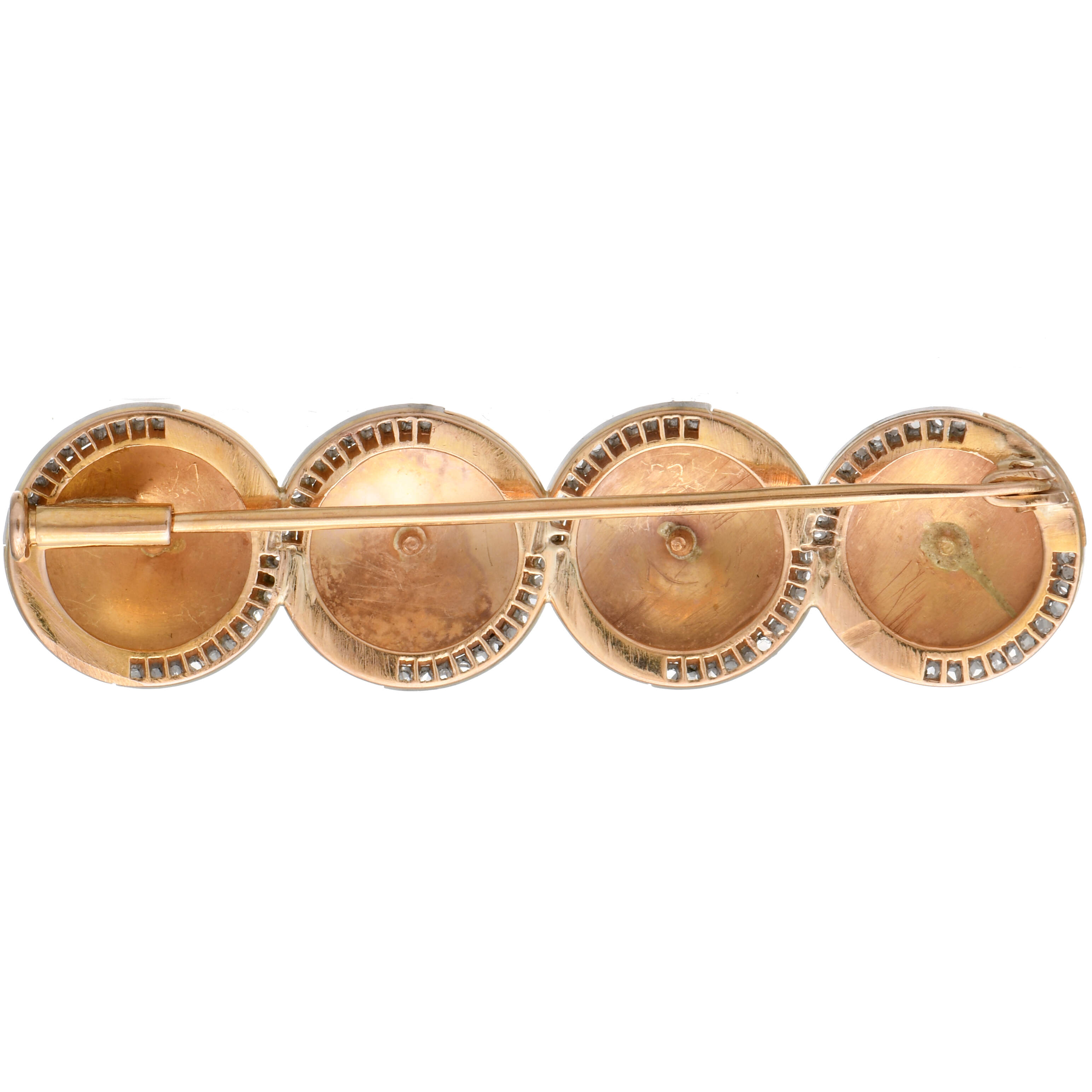 14KYW Diamond Accent Quad Pyramid Pin-2