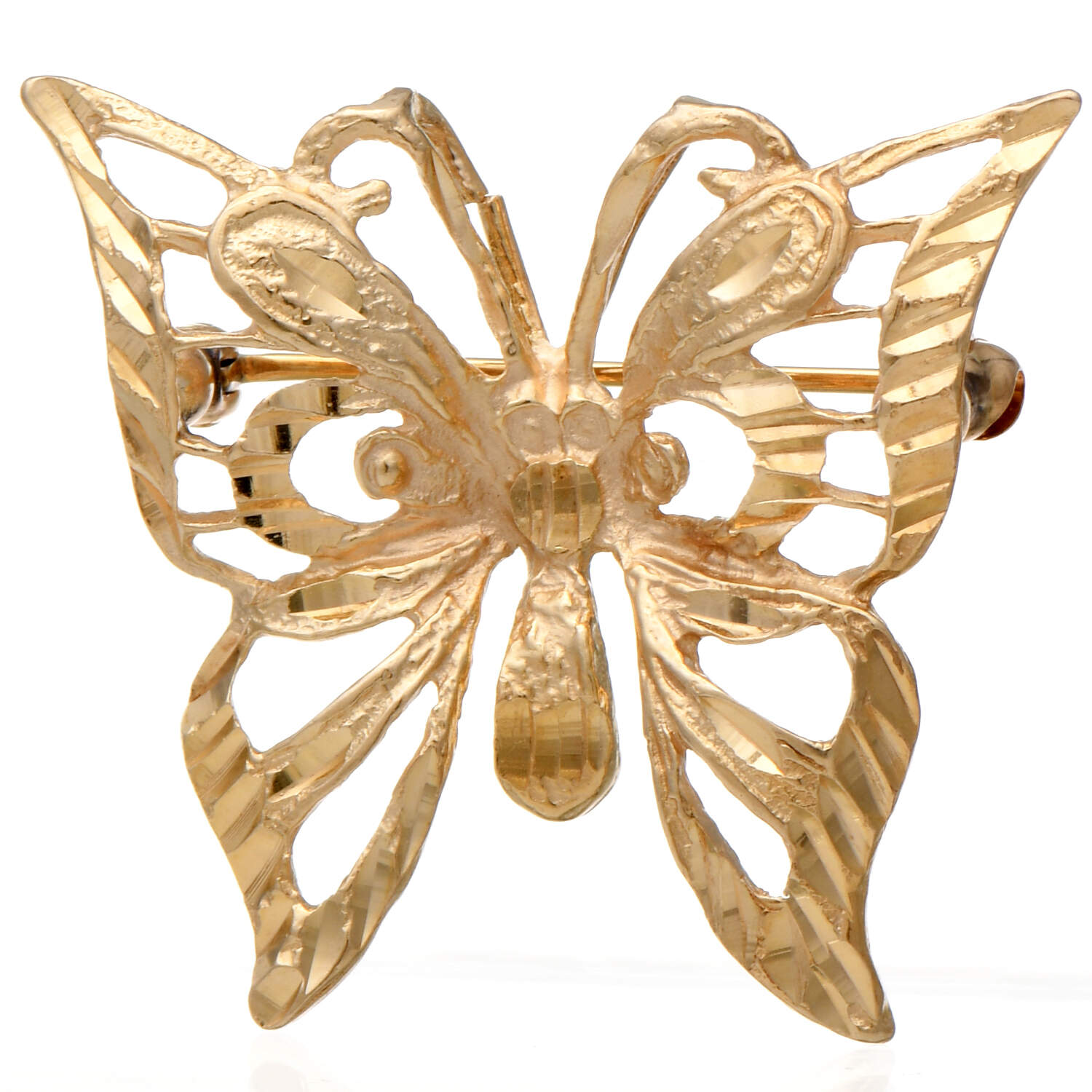 14KY Diamond Cut Butterly Pin-1