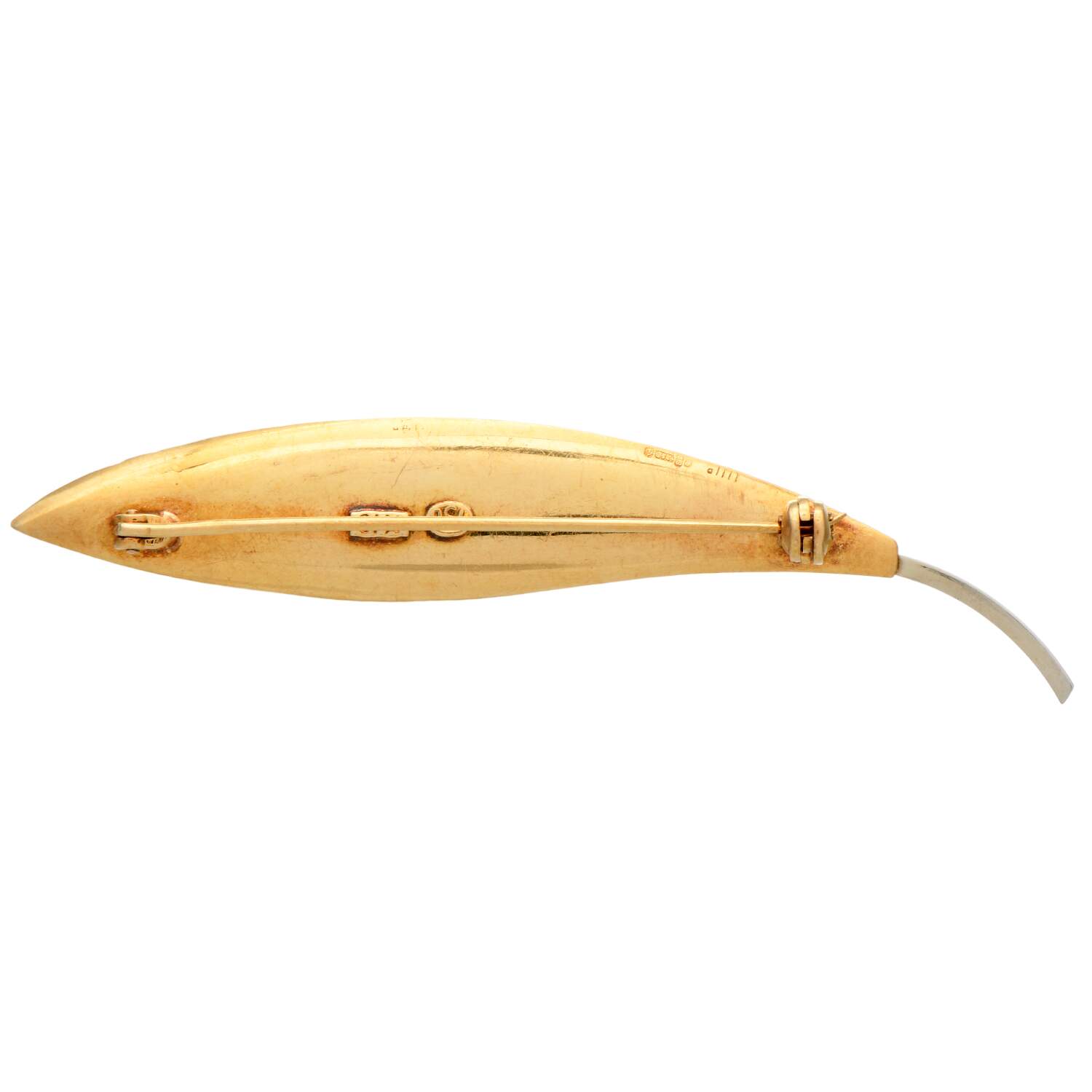 18KYW Modernist Textured Leaf Pin-2