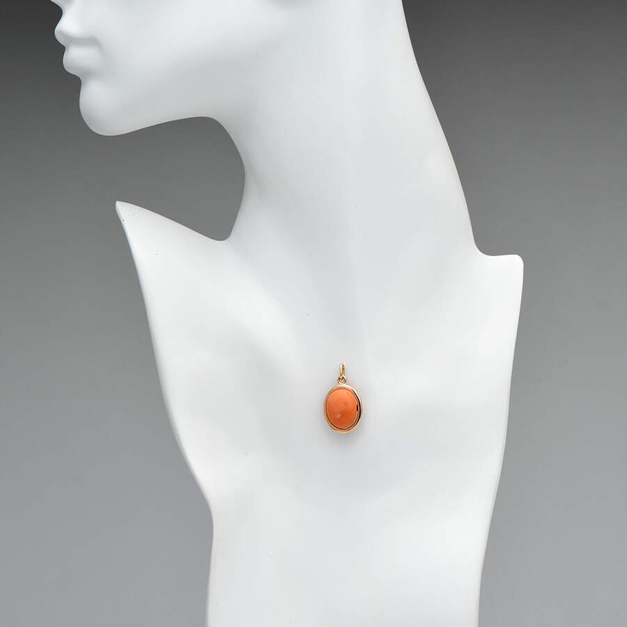 14KY Coral Bead Pendant-3