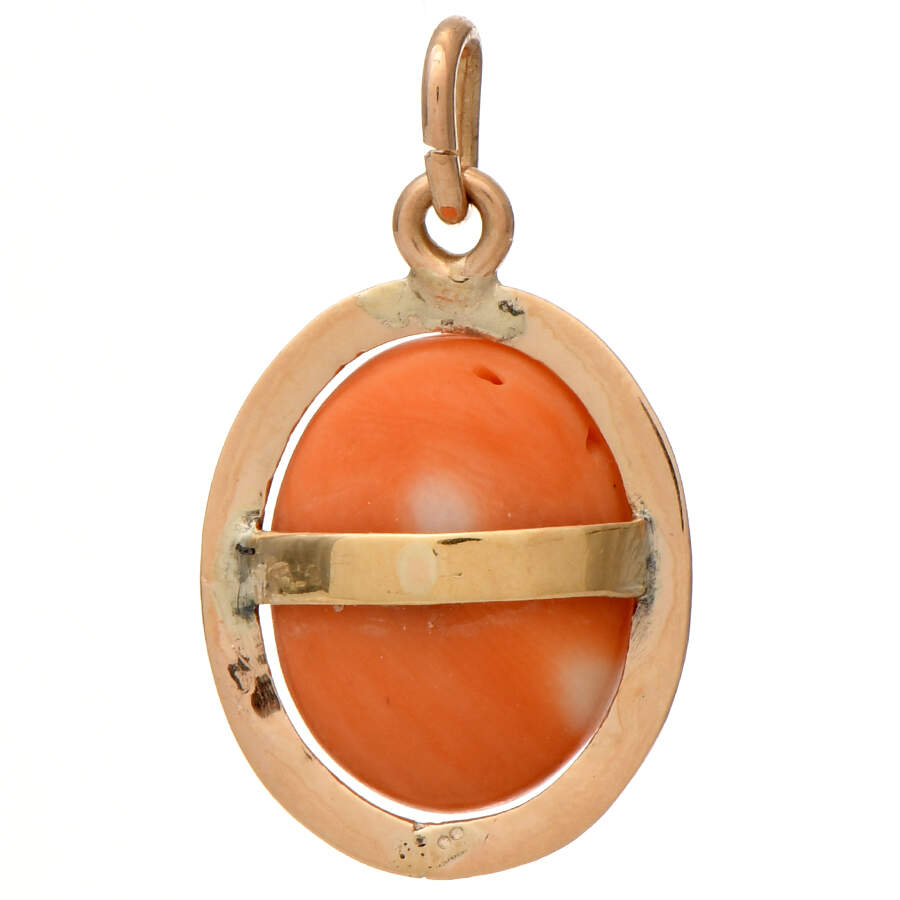 14KY Coral Bead Pendant-2